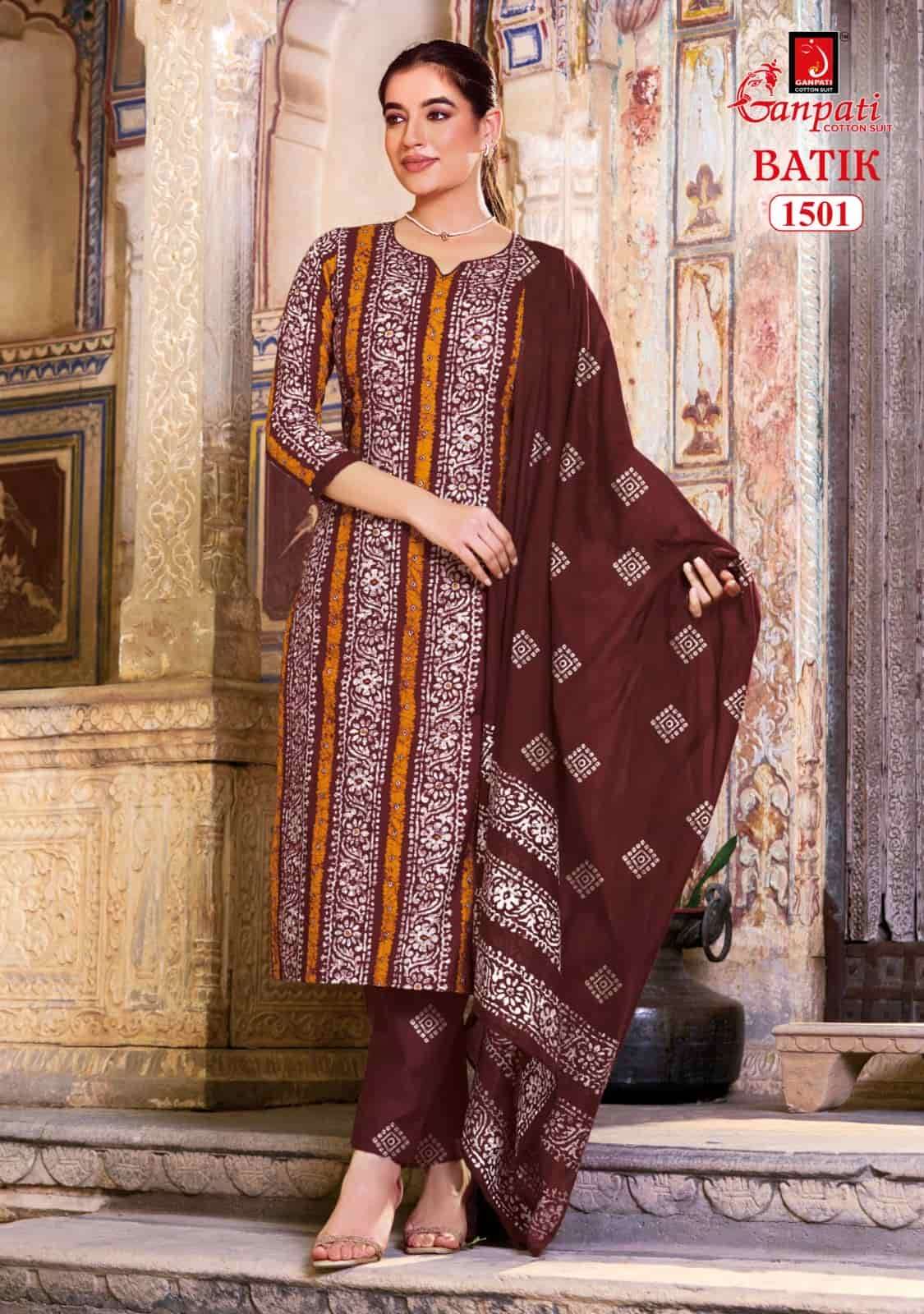 Ganpati Batik With Pant Vol 15 Unstitch Cotton Ladies Dress view 2