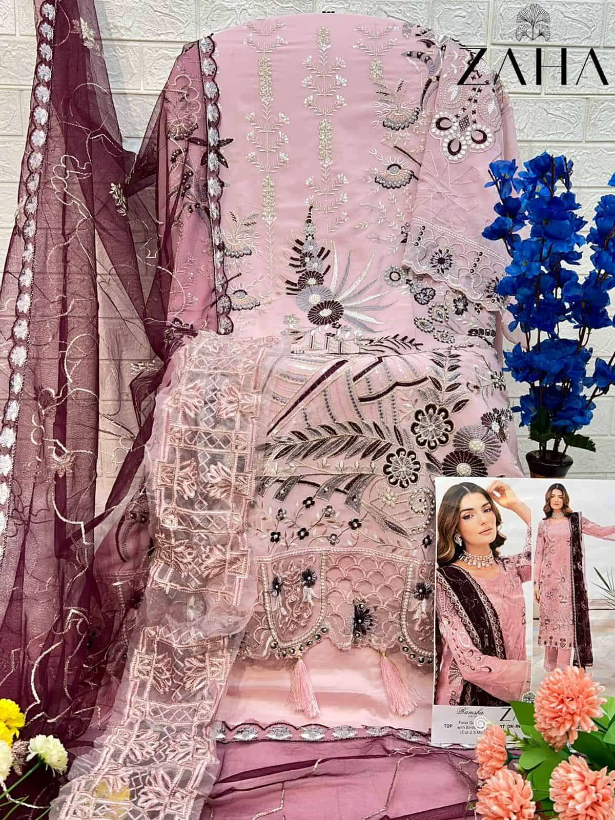 Zaha Ramsha Vol-15 Festive Embroidered Suit view 2