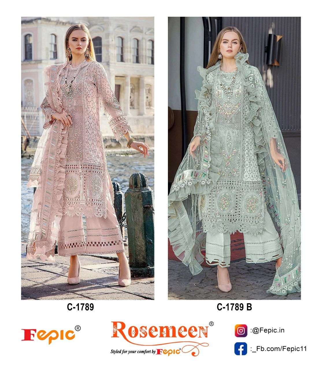 Fepic C 1789 Colors Embroidered Designs Pakistani Cotton Dress view 3