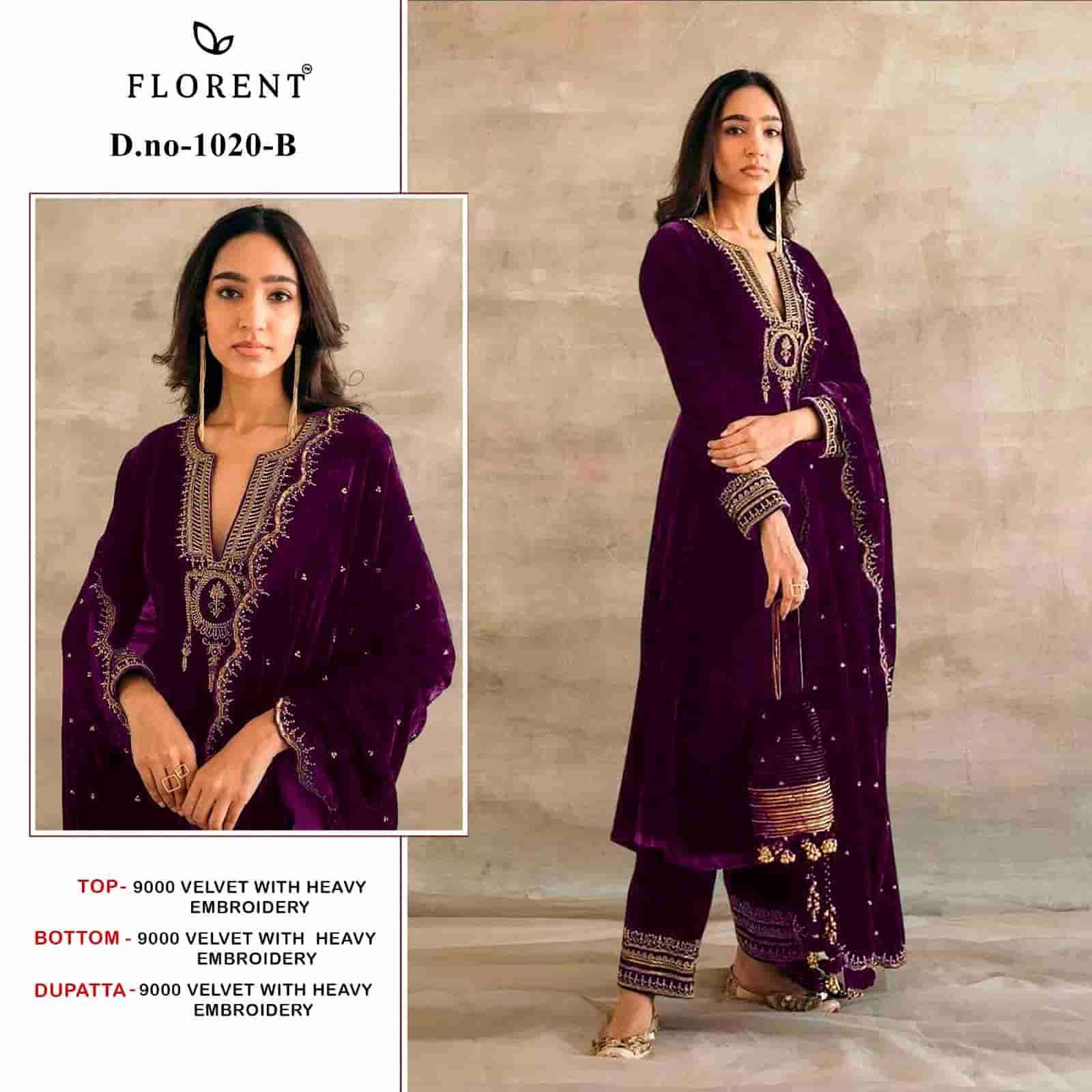 Florent 1020 Colors Pakistani Style Designer Velvet Salwar Suit Wholesalers view 2