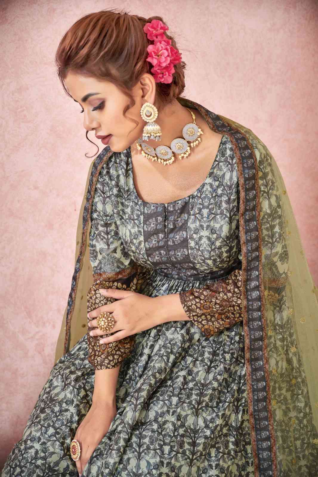 Tejasvee Kimaya 22001 To 2205 Partywear Silk Gown Dupatta Set view 23