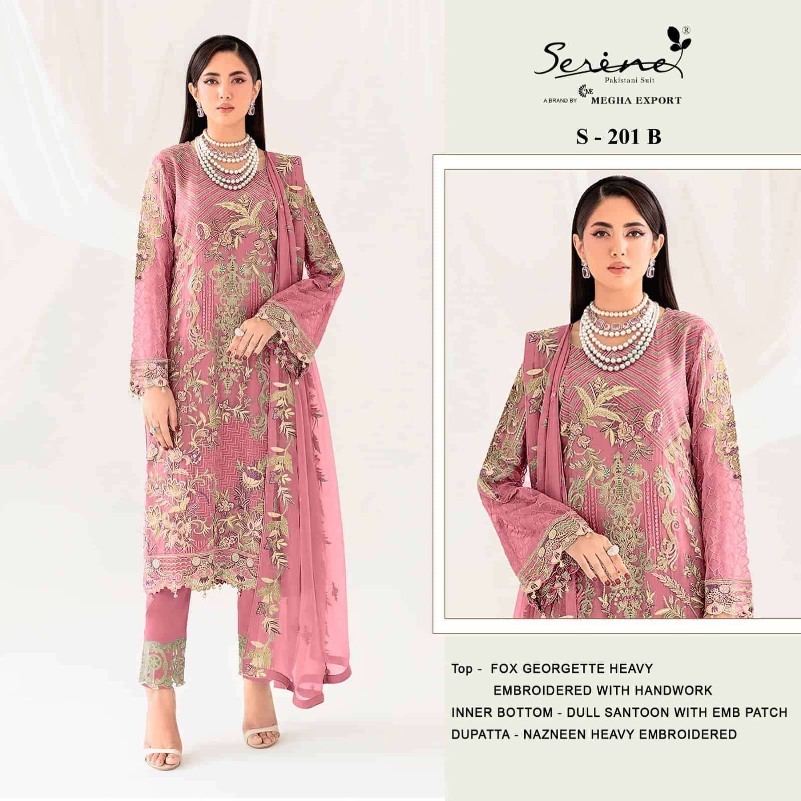 Serine S 201 Colors Pakistani Latest Designs Festive Wear Style Suit Exporter view 3