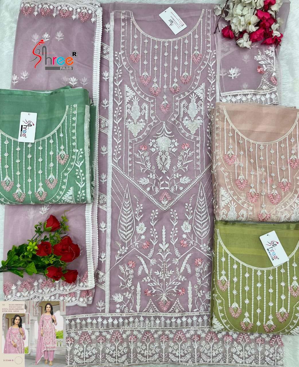 Shree Fabs S 5144 Colors Pakistani Organza Embroidered Suit Wholesalers view 8