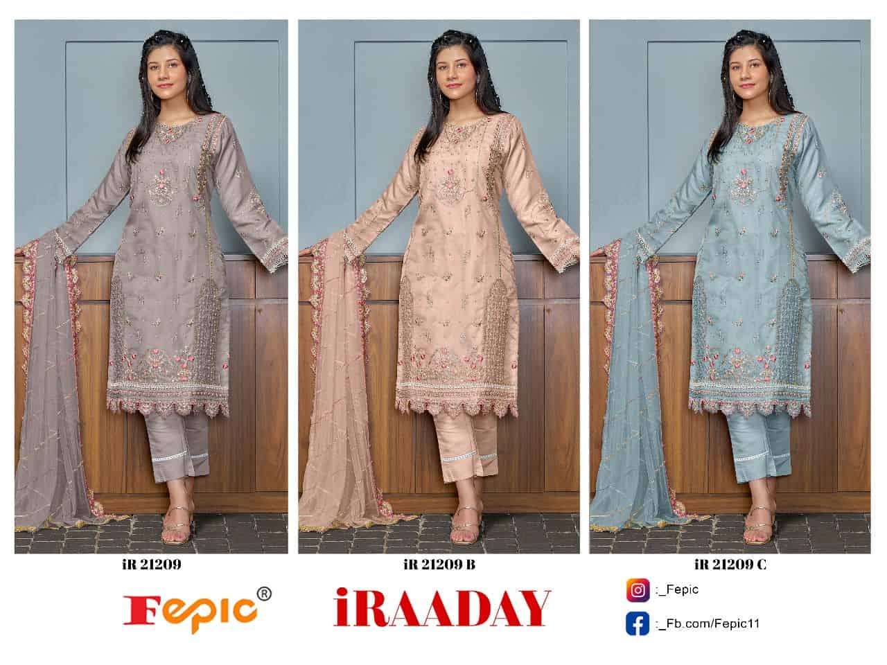 Fepic IR 21209 Colors Pakistani Designer Organza Embroidered Suit Wholesalers view 3