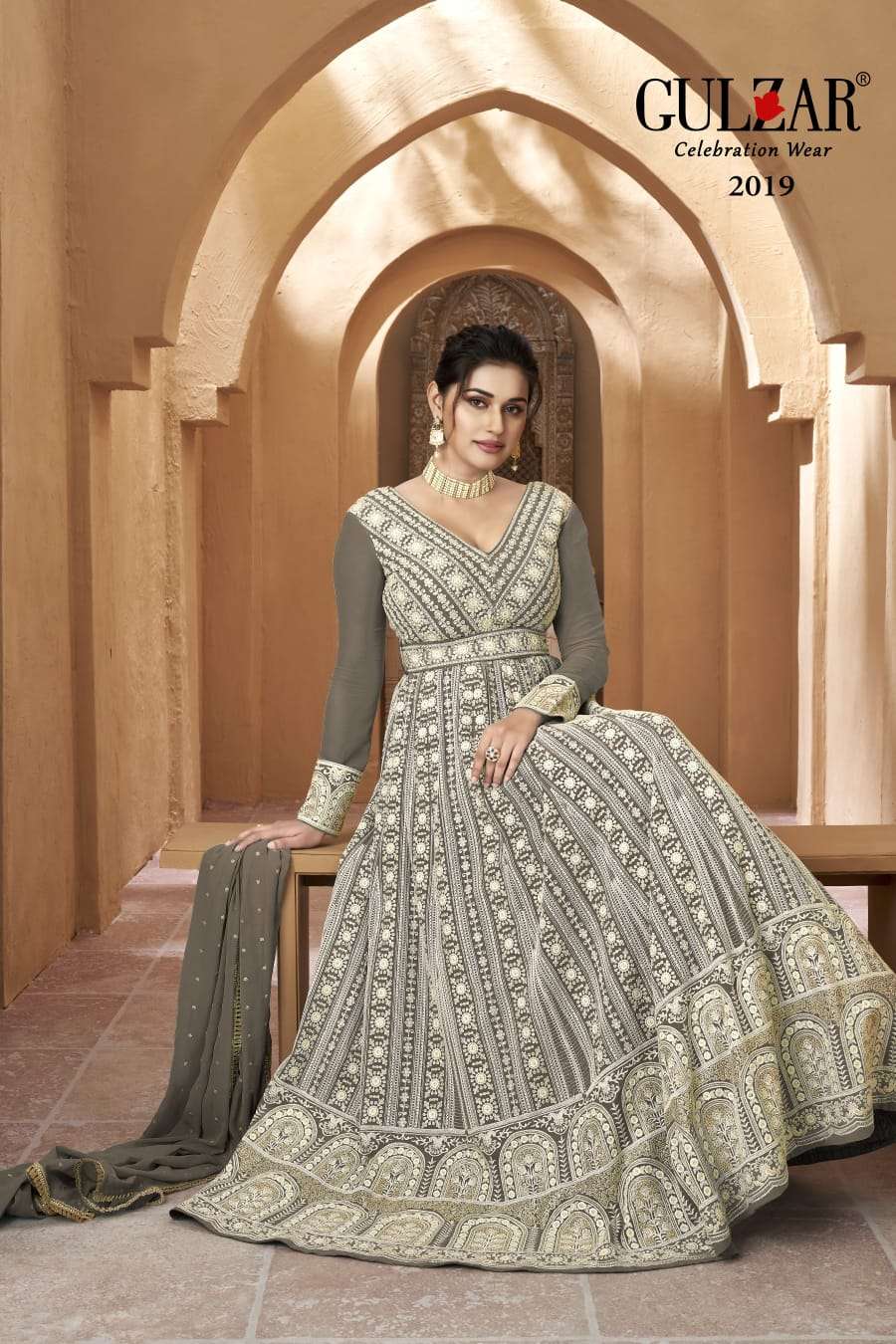 Gulzar Resham Latest Designer Anarkali Gown Partywear Collection view 7