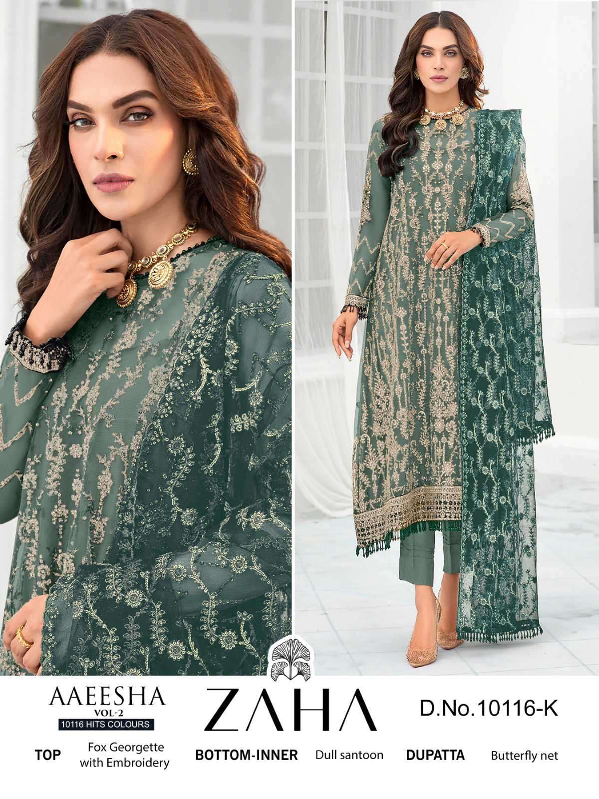 Zaha Aaeesha Vol 2 10116 Hits Colours 3 Designer Pakistani Dress view 6