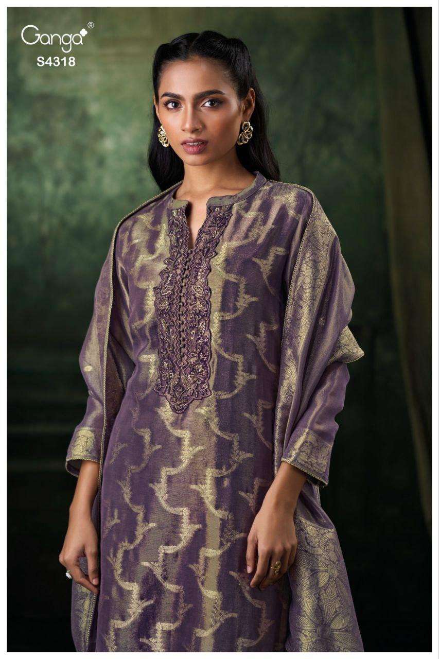 Ganga Fashion Marissa 4318 Pure Bemberg Silk Suit Latest Collection view 2