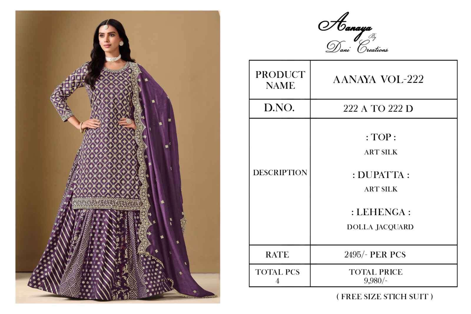 Aanaya Vol 222 Wedding Wear Lehenga Style Dress Latest Collection view 9
