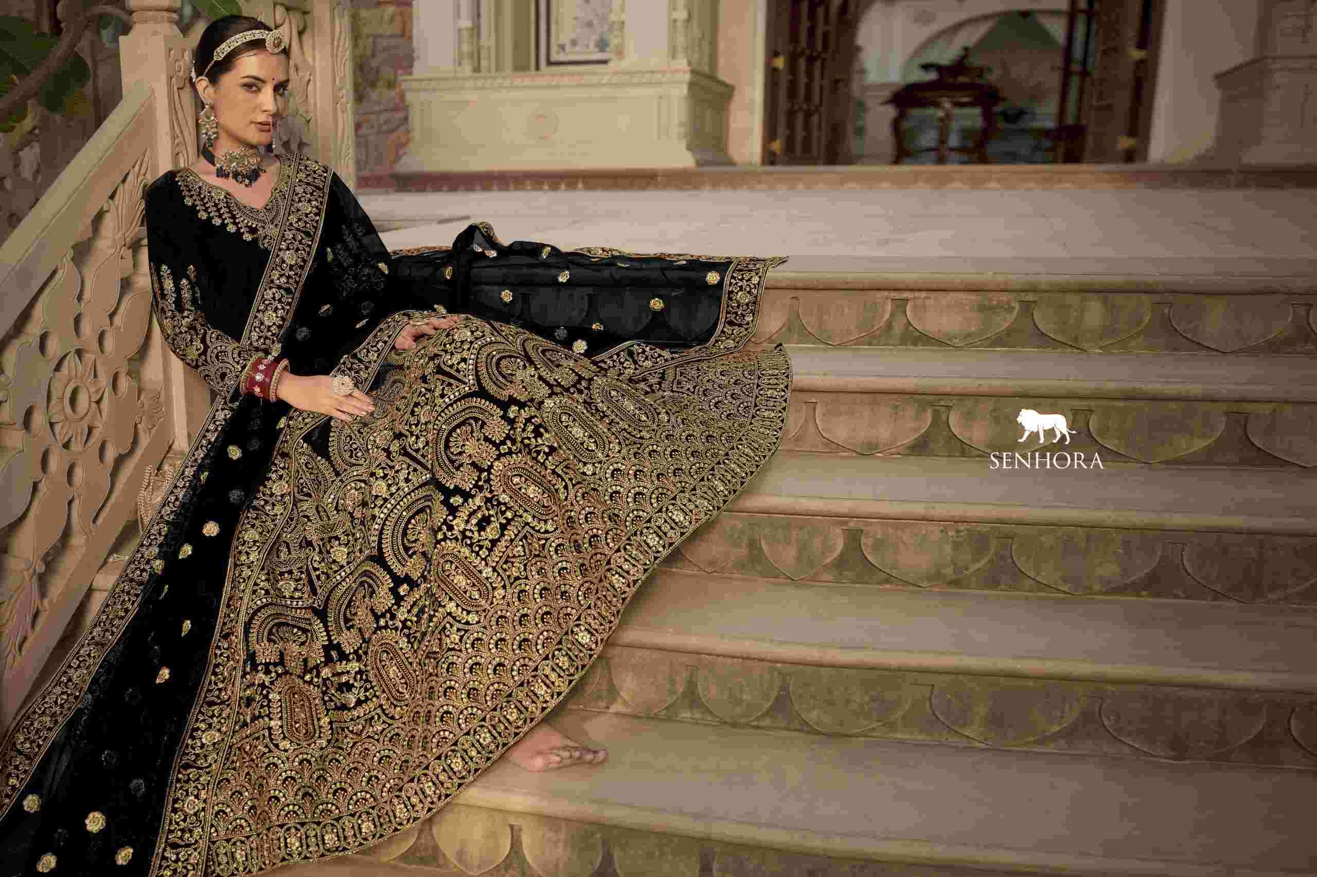 Senhora Riwayat Velvet Bridal Anarkali Gown view 18