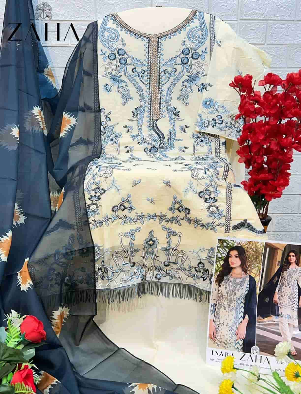 Zaha Inara Vol 1 Heavy Embroidered Cotton Salwar Suit Wholesalers view 9