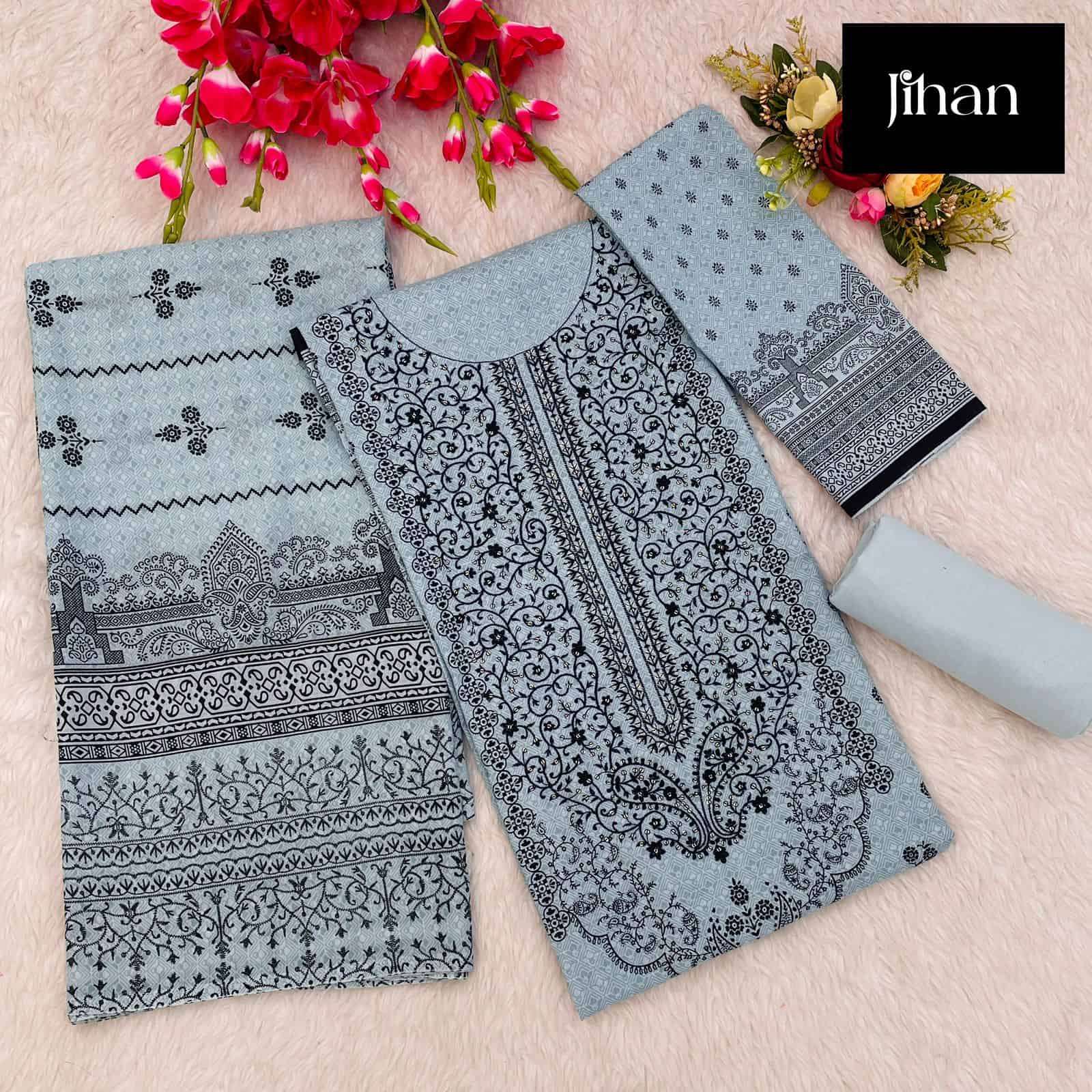 Jihan Bin Saeed Lawn Collection 3410 Colors Pakistani Cotton Suit Wholesalers view 8
