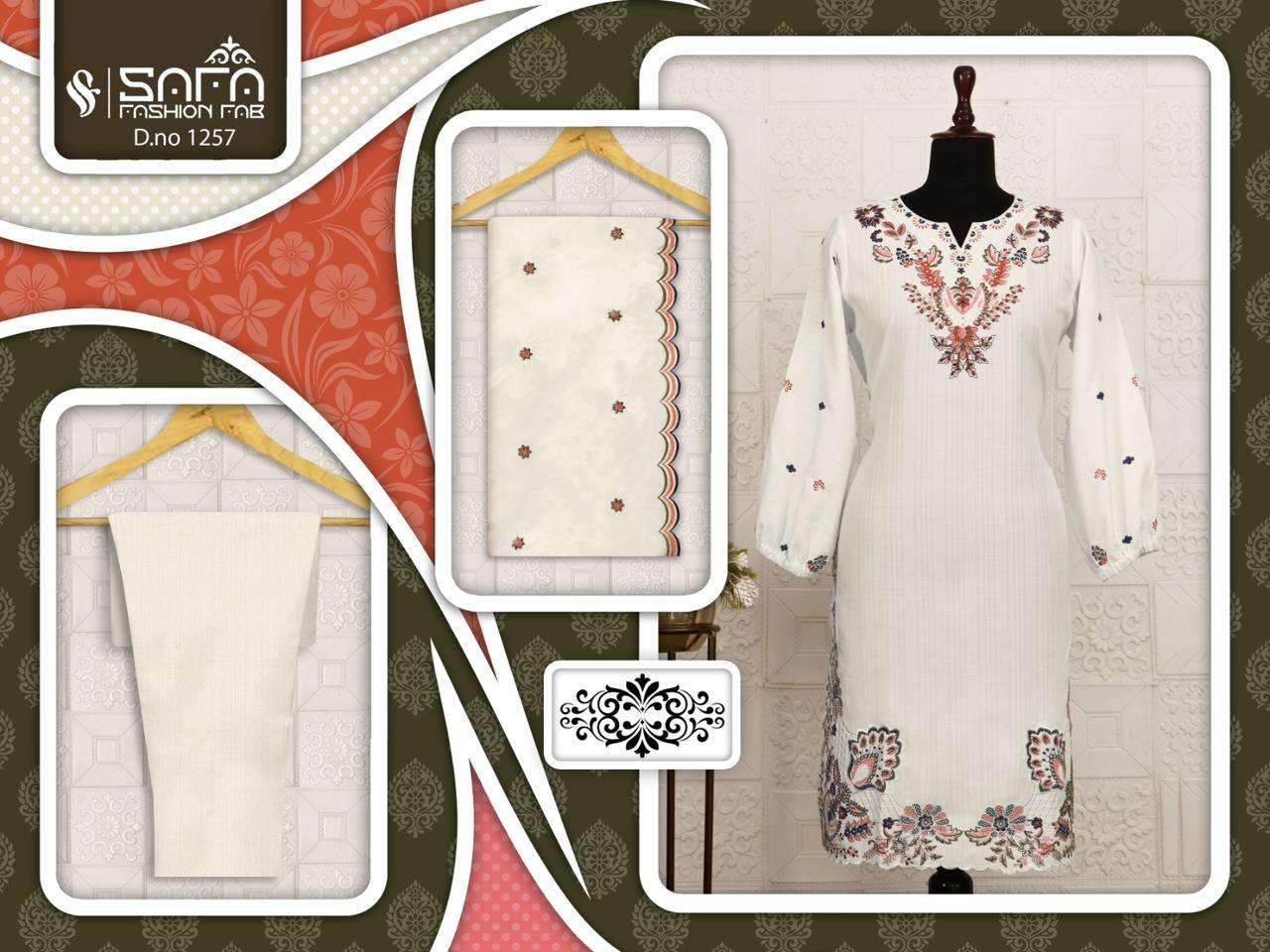 Safa Fashion Fab 1257 Fancy Designer Kurti Bottom Dupatta Set Collection