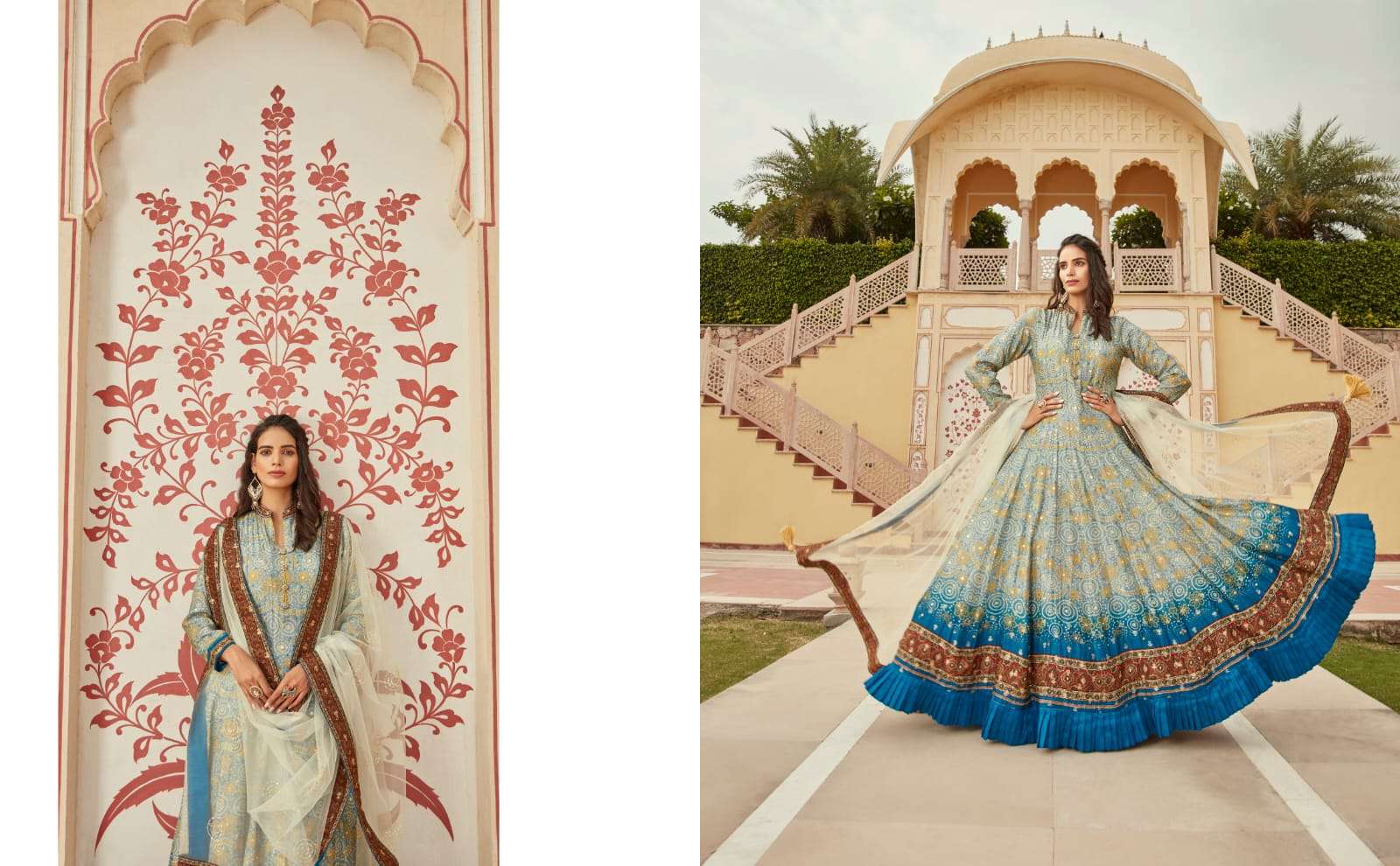 Virasat Gajgamini Latest Designer Gown Dupatta Set Partywear Collection view 3