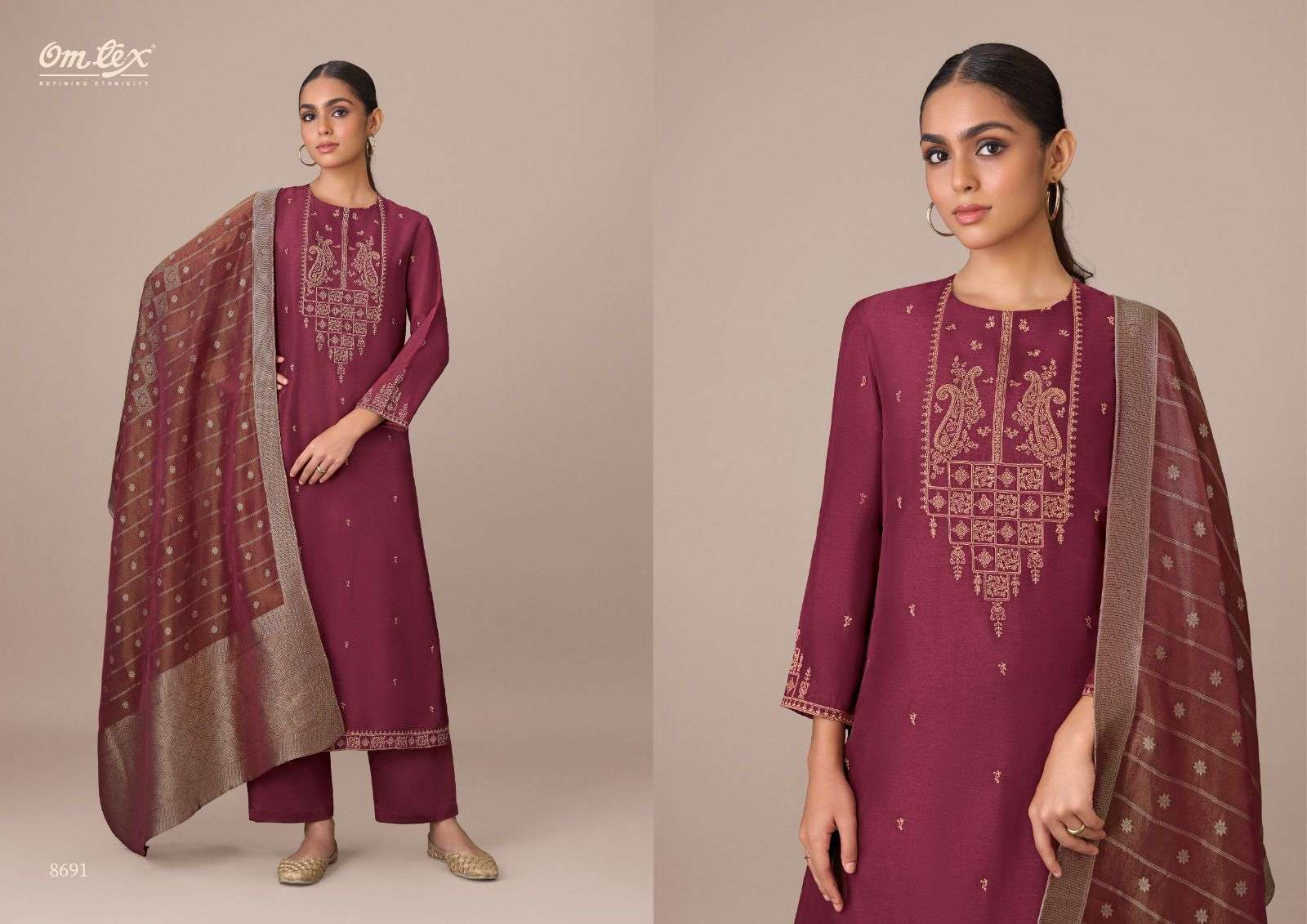 Omtex Arabella Unstitch Designer Silk Dress Latest Collection view 3