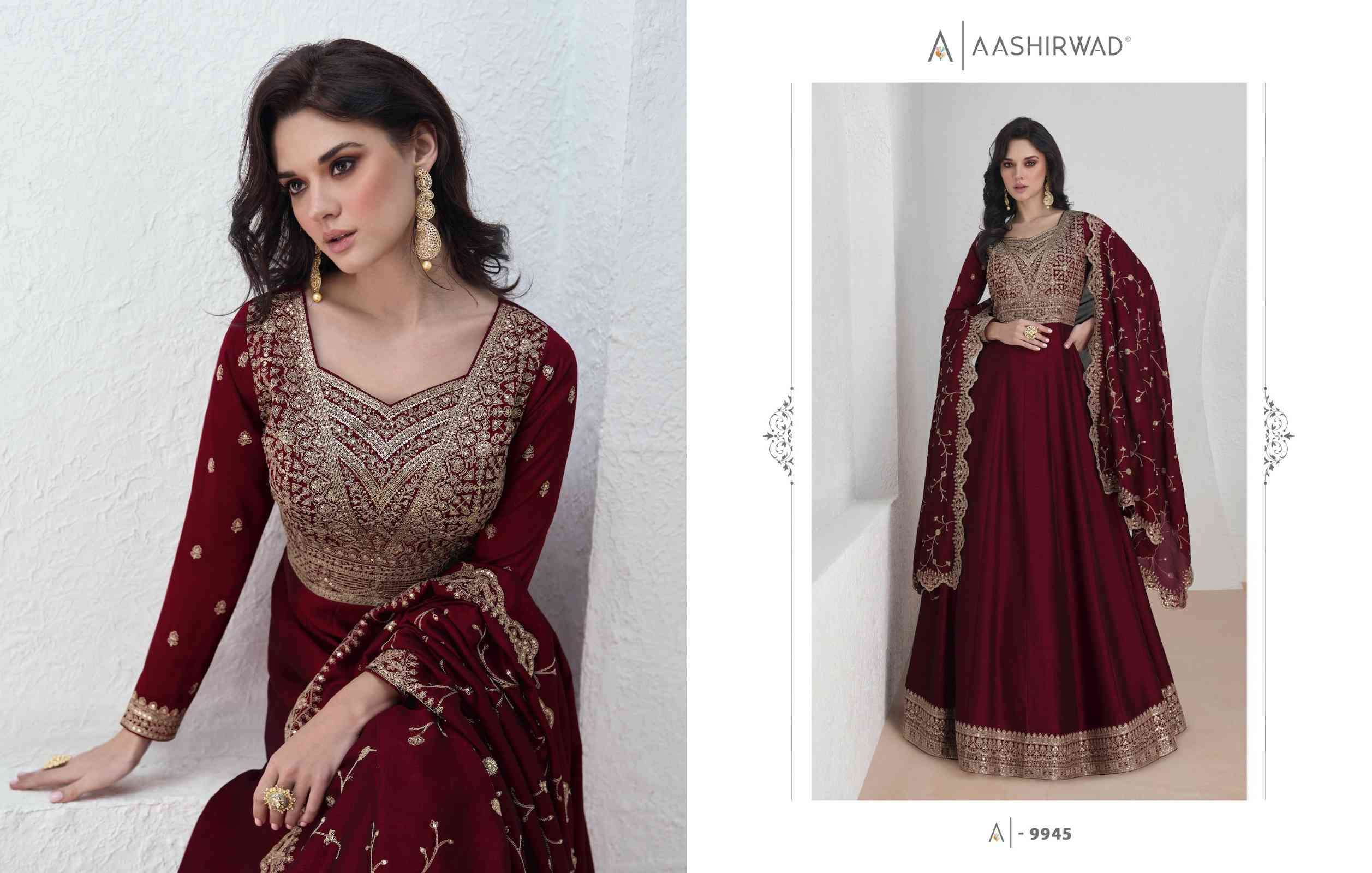 Aashirwad Saroj 9943 To 9947 Partywear Designer Gown view 5