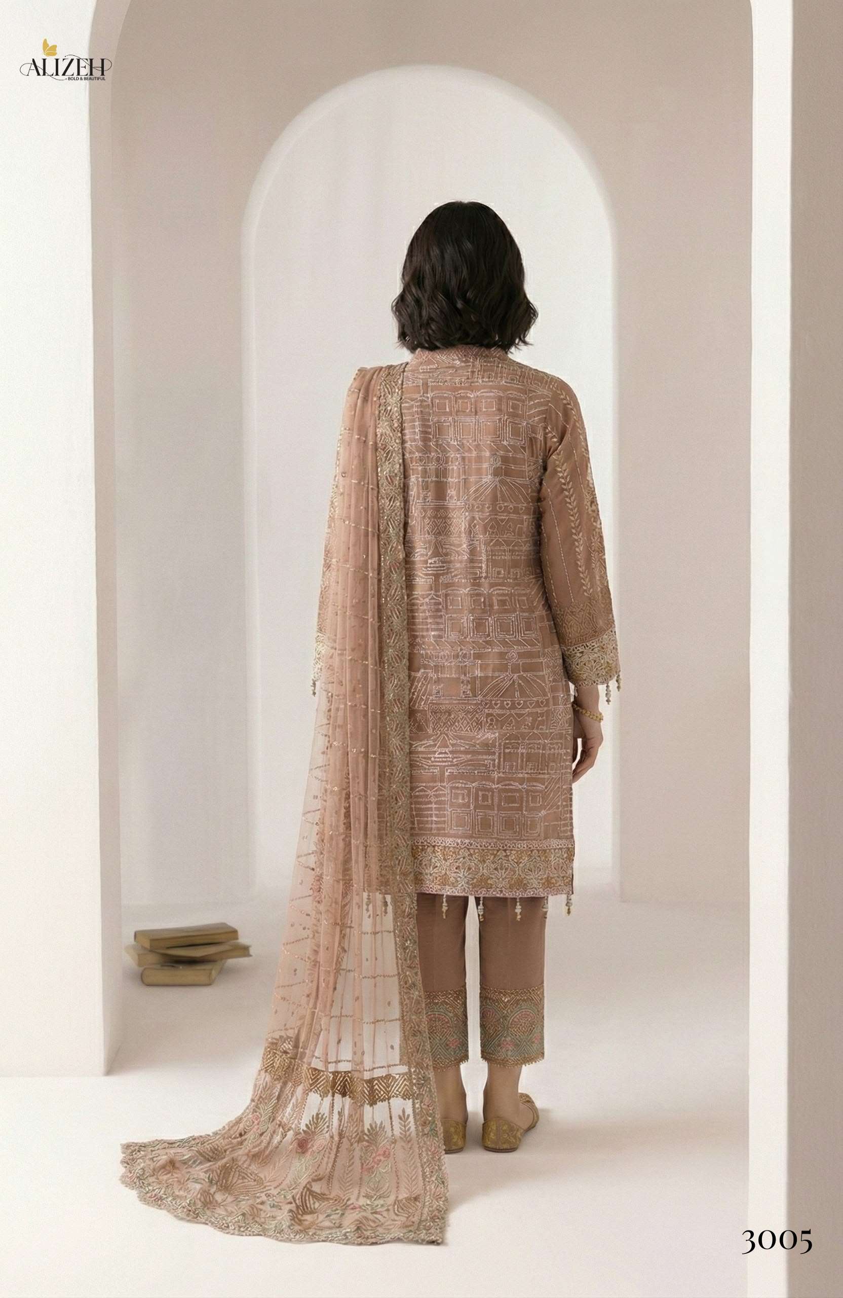 Alizeh 3005 Designer Readymade 3 Pec Suit Wedding Collection view 2