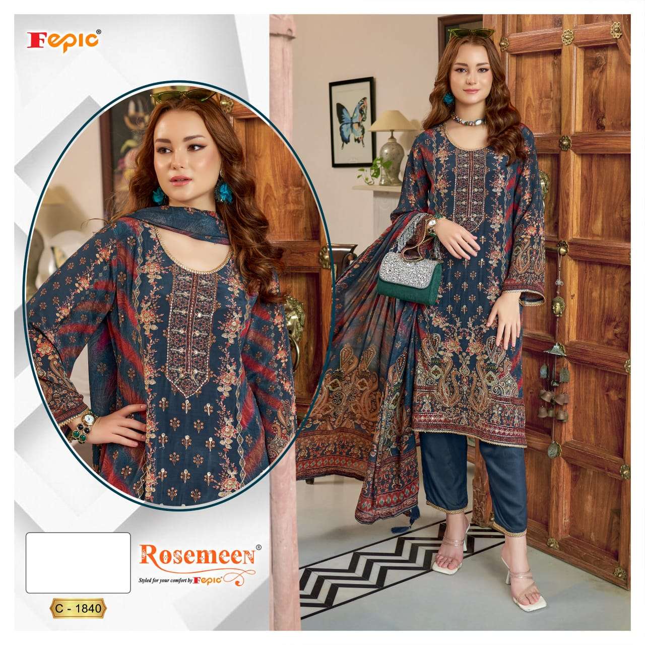 Fepic C 1840 Pakistani Digital Printed Salwar Kameez Exporter