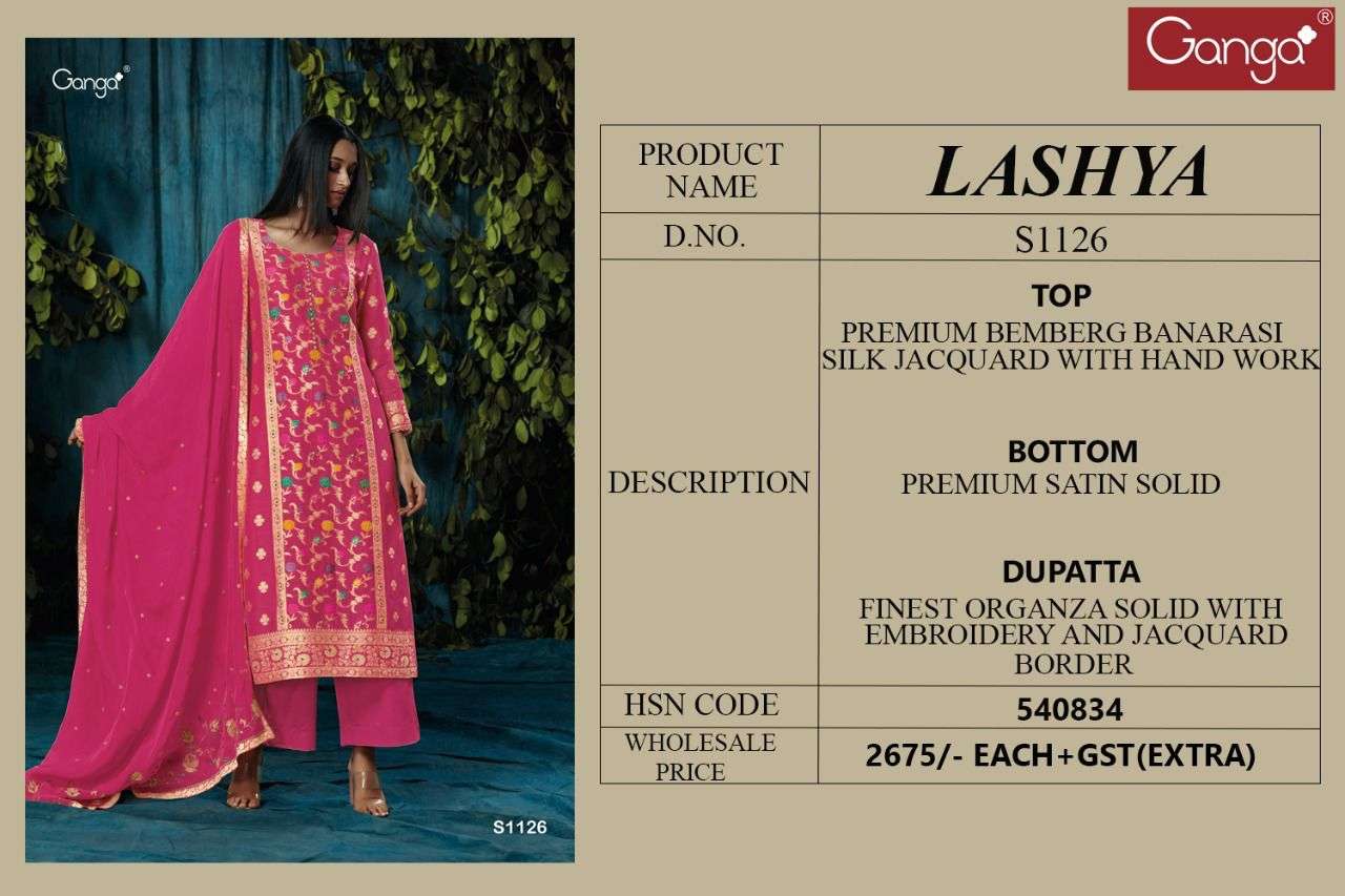 Ganga Lashya 1126 Banarasi Silk Salwar Kameez view 3