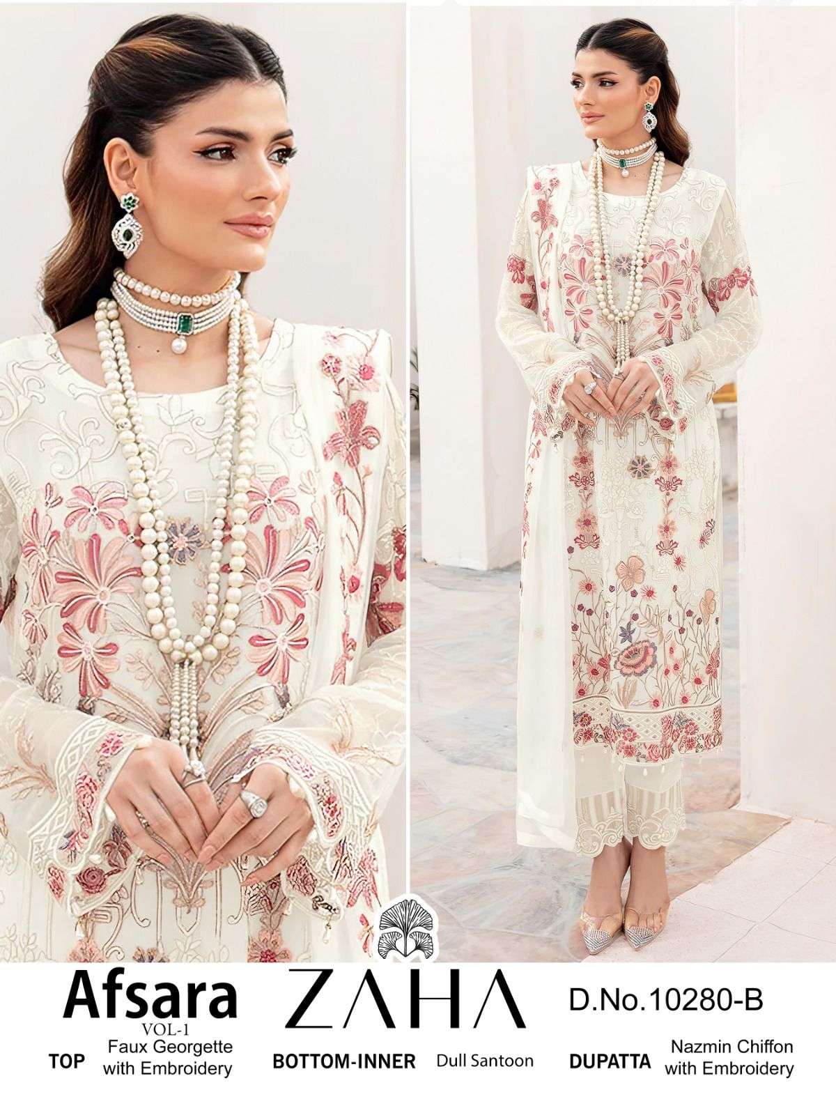 Zaha Afsara Vol 1 10280 Colors Designer Work Pakistani Dress view 2