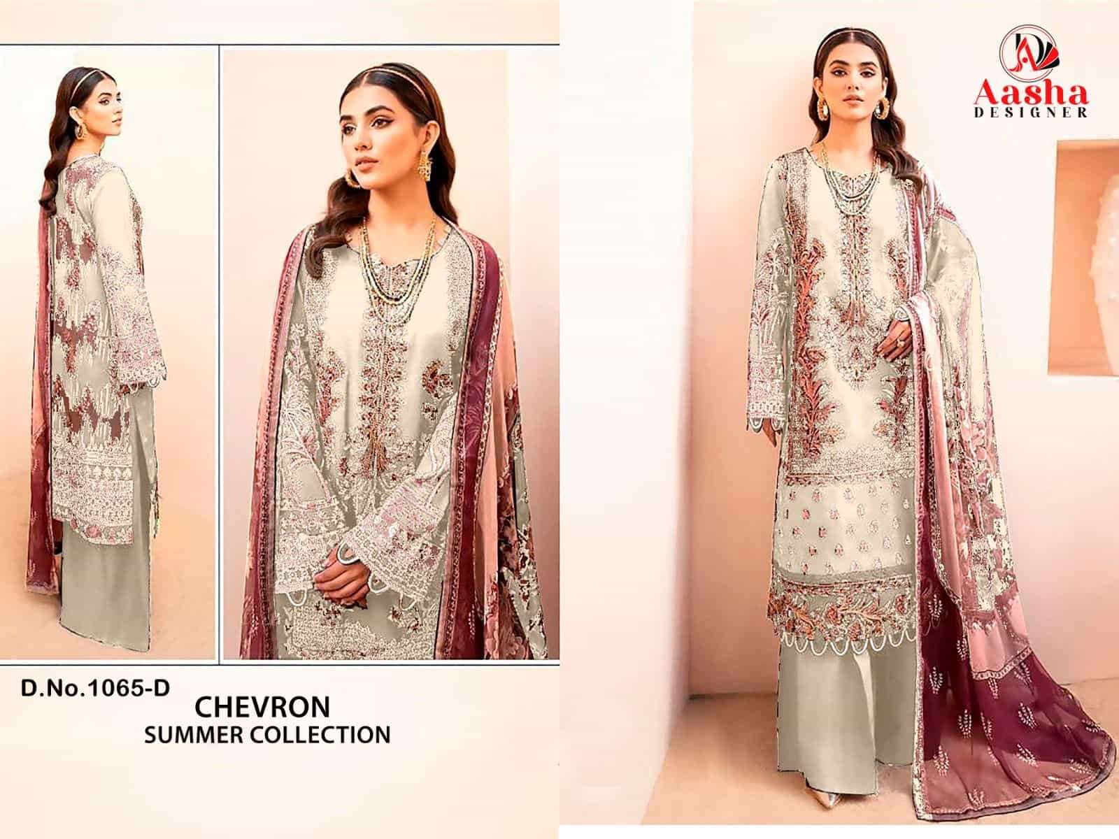 Aasha Designer 1065 Colors Chevron Summer Collection Designer Embroidered Dress Exporter view 4