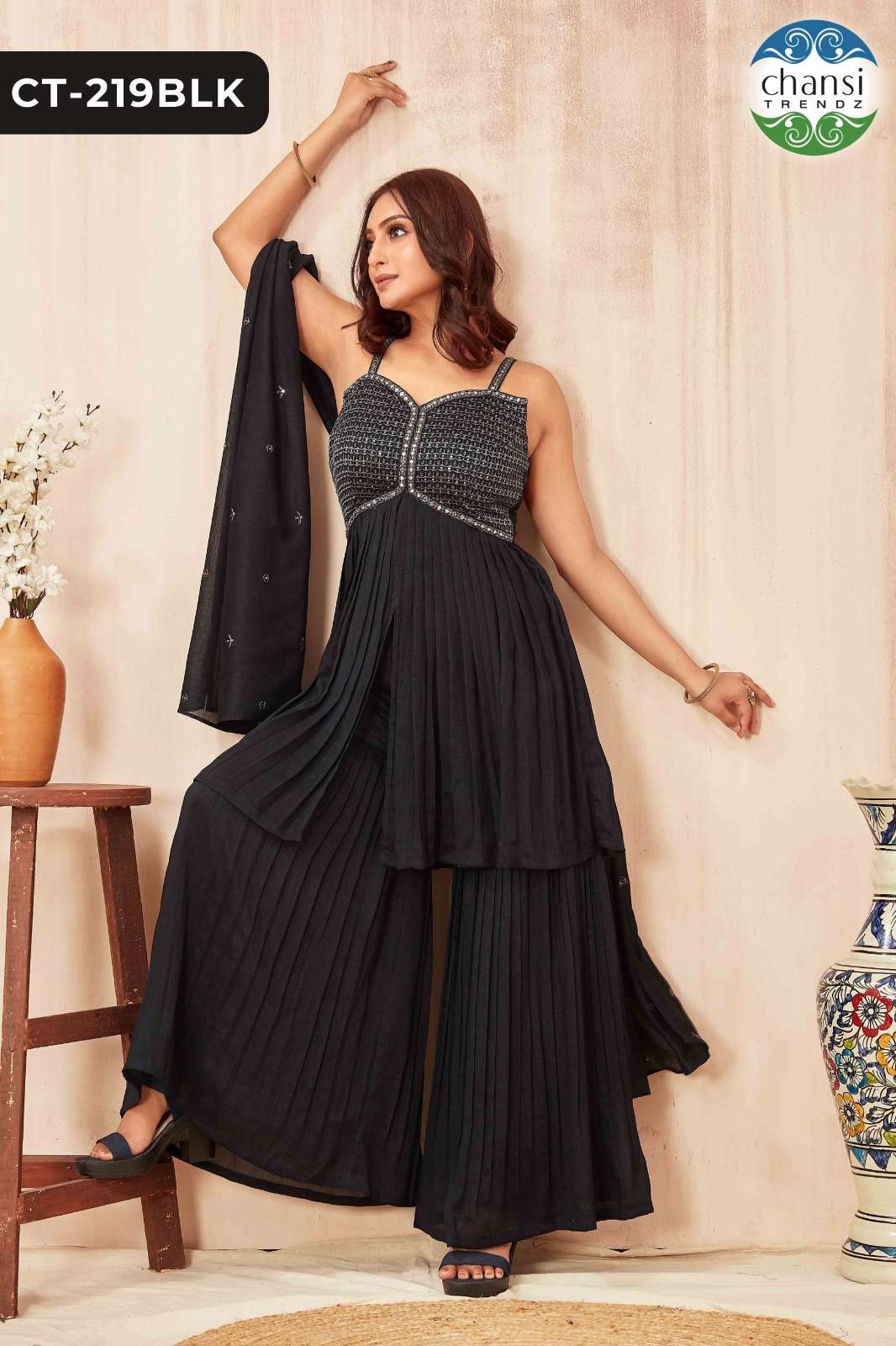 Chansi Trendz Ct 219Blk Premium Style Sharara Dress Latest Collection view 2