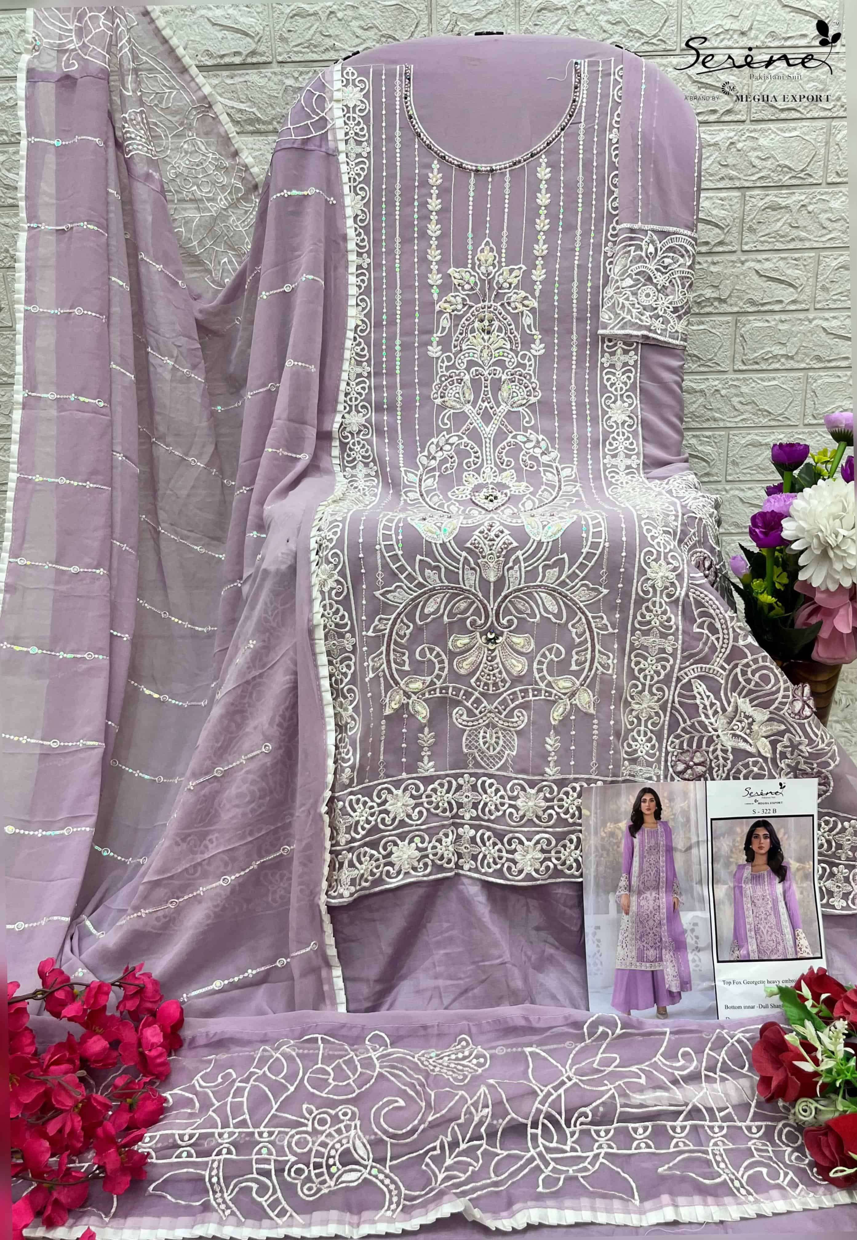 Serine S 322 B Festive Wear Style Designer Georgette Embroidered Suit view 2