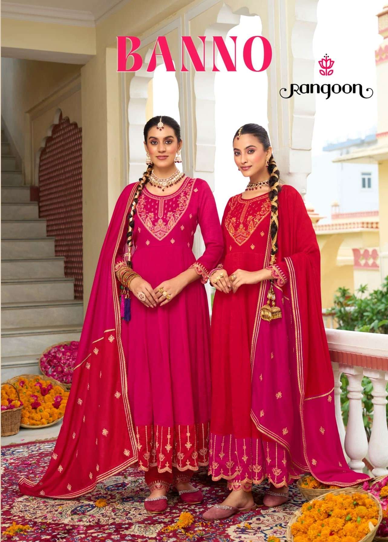 Rangoon Banno Silk Anarkali Suit view 2