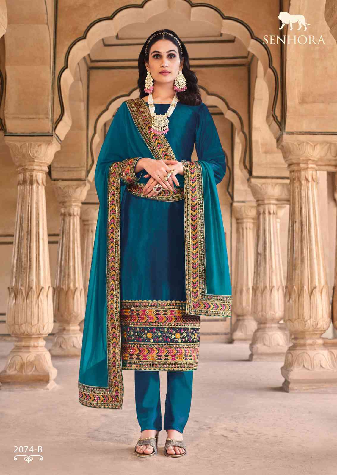 Senhora Aadhya 2074 Colors Designer Velvet Wedding Collection Suit Exporter view 4