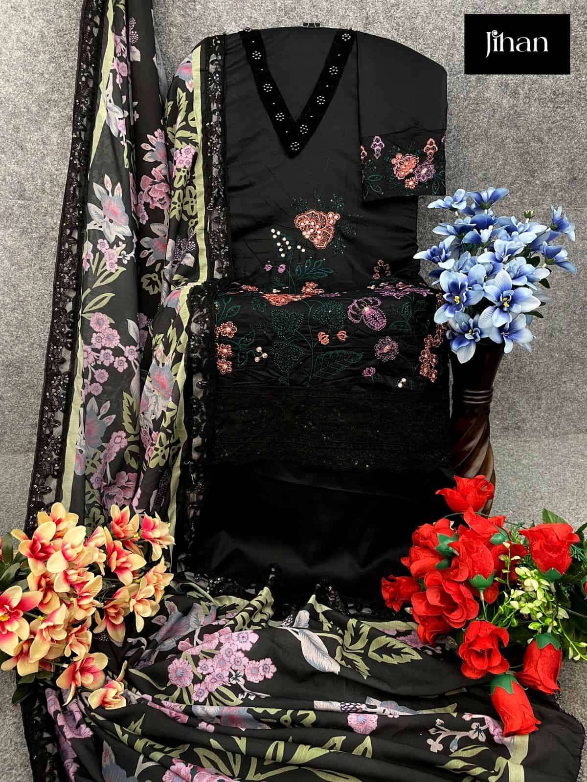 Jihan Maria B 3452 Colors Exclusive Latest Fancy Embroidered Cotton Dress Collection view 3