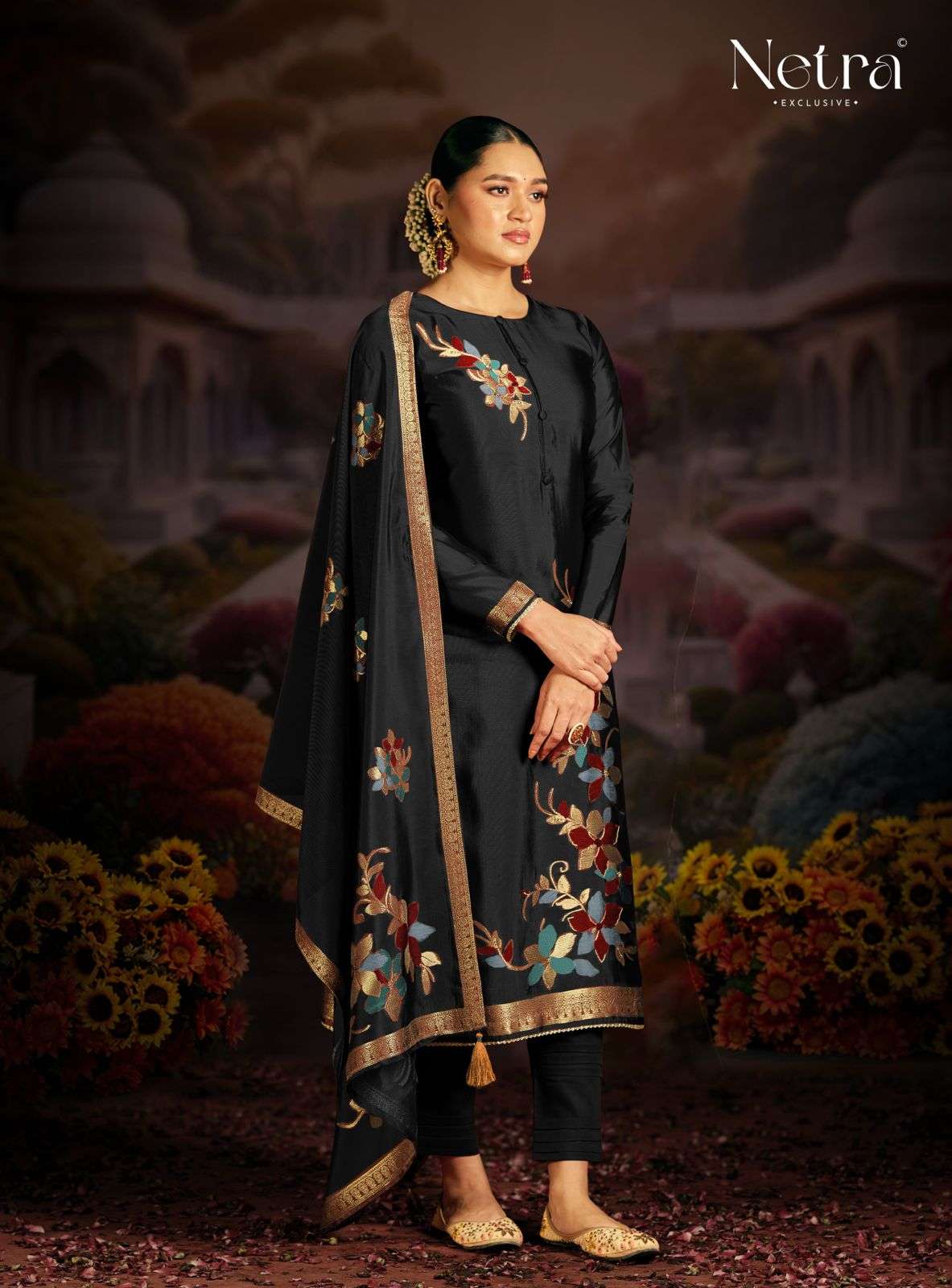 Netra Berlin Black Edition Fancy Woven Silk Suit Premium Collection view 2