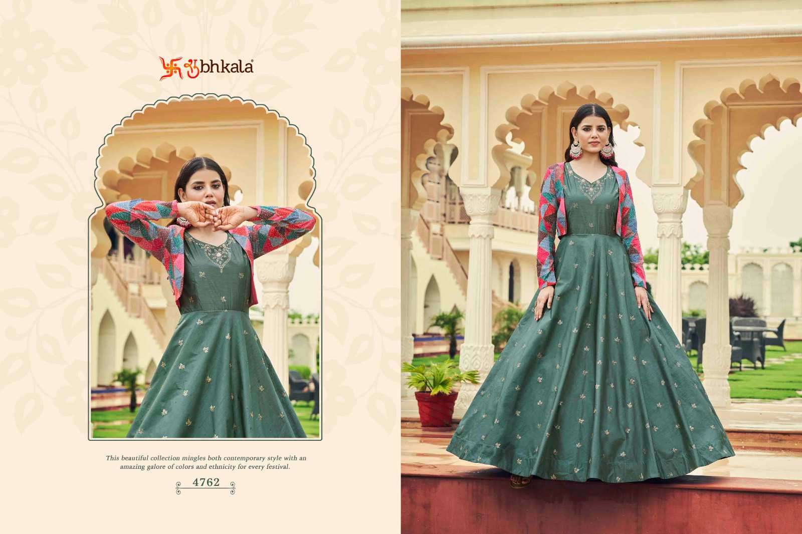 Shubhkala Flory Sequined Anarkali Gown view 4