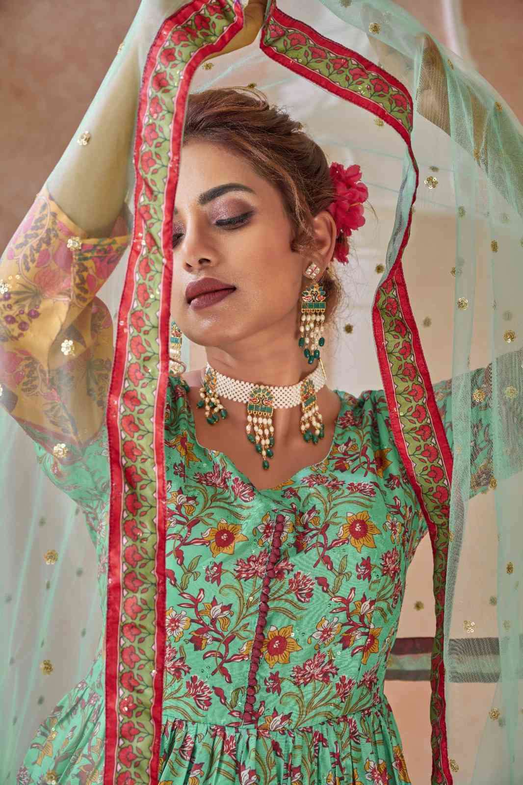 Tejasvee Kimaya 22001 To 2205 Partywear Silk Gown Dupatta Set view 22