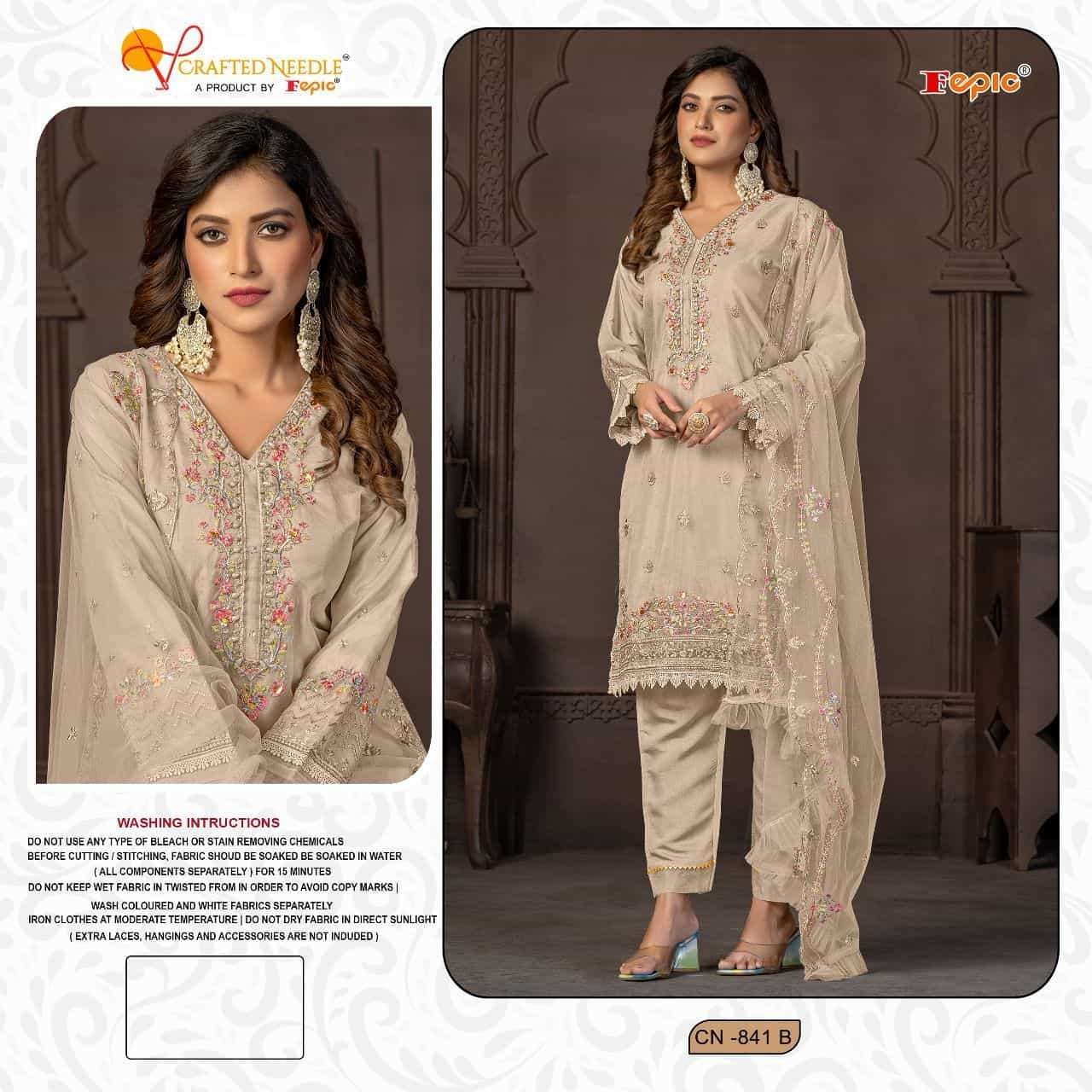 Fepic Crafted Needle Organza Pakistani Suit view 2