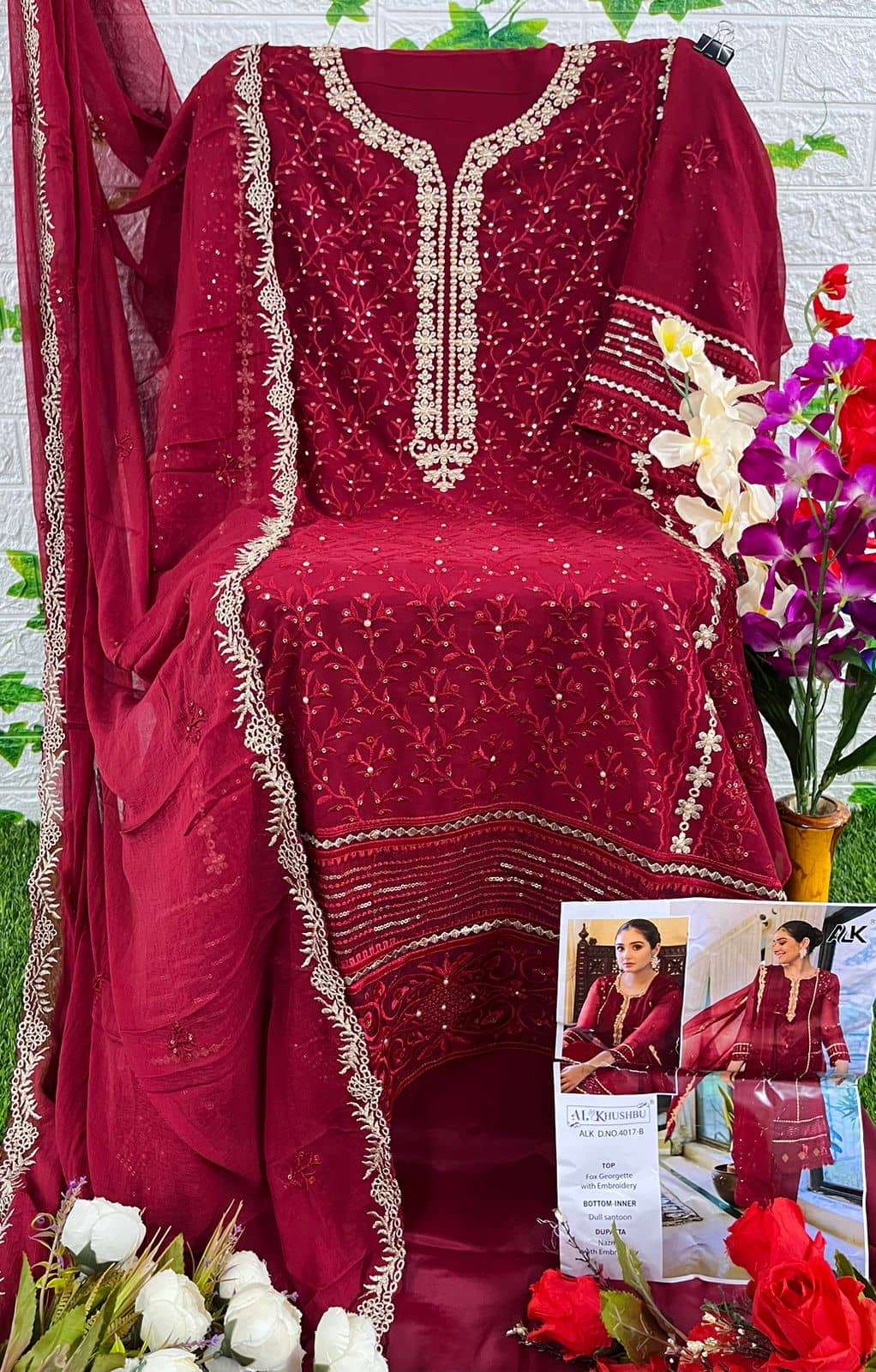 Al Khushbu Suhana Pakistani Georgette Suit view 9