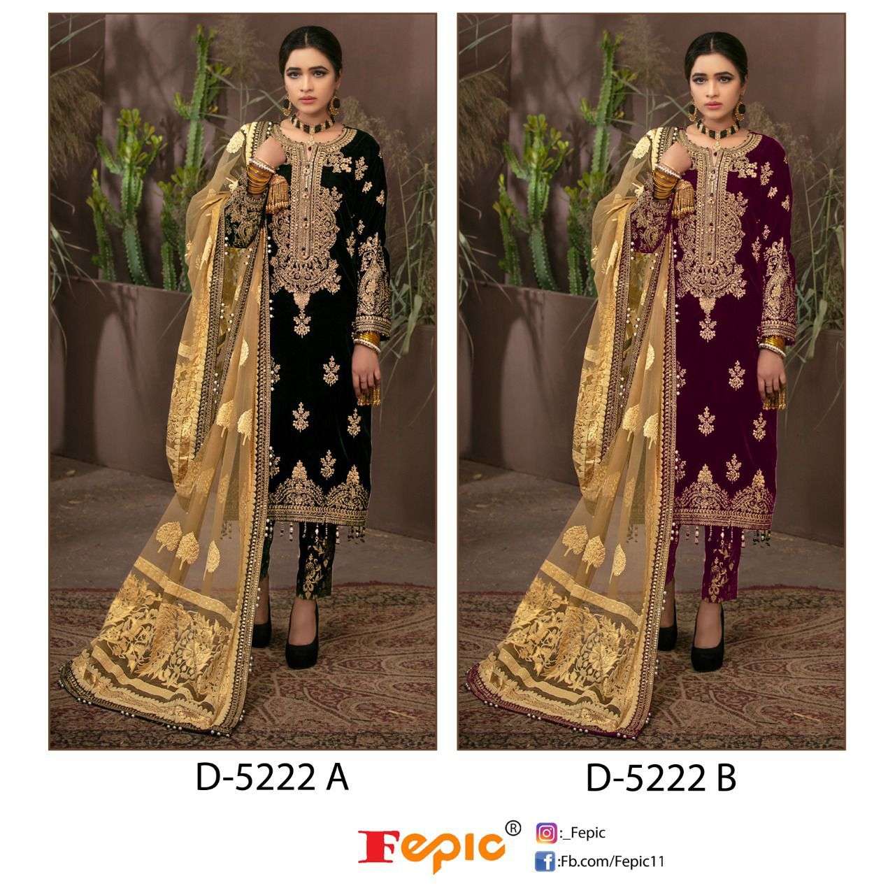Fepic D 5222 Colors Party Wear Velvet Pakistani Designer Suit view 5