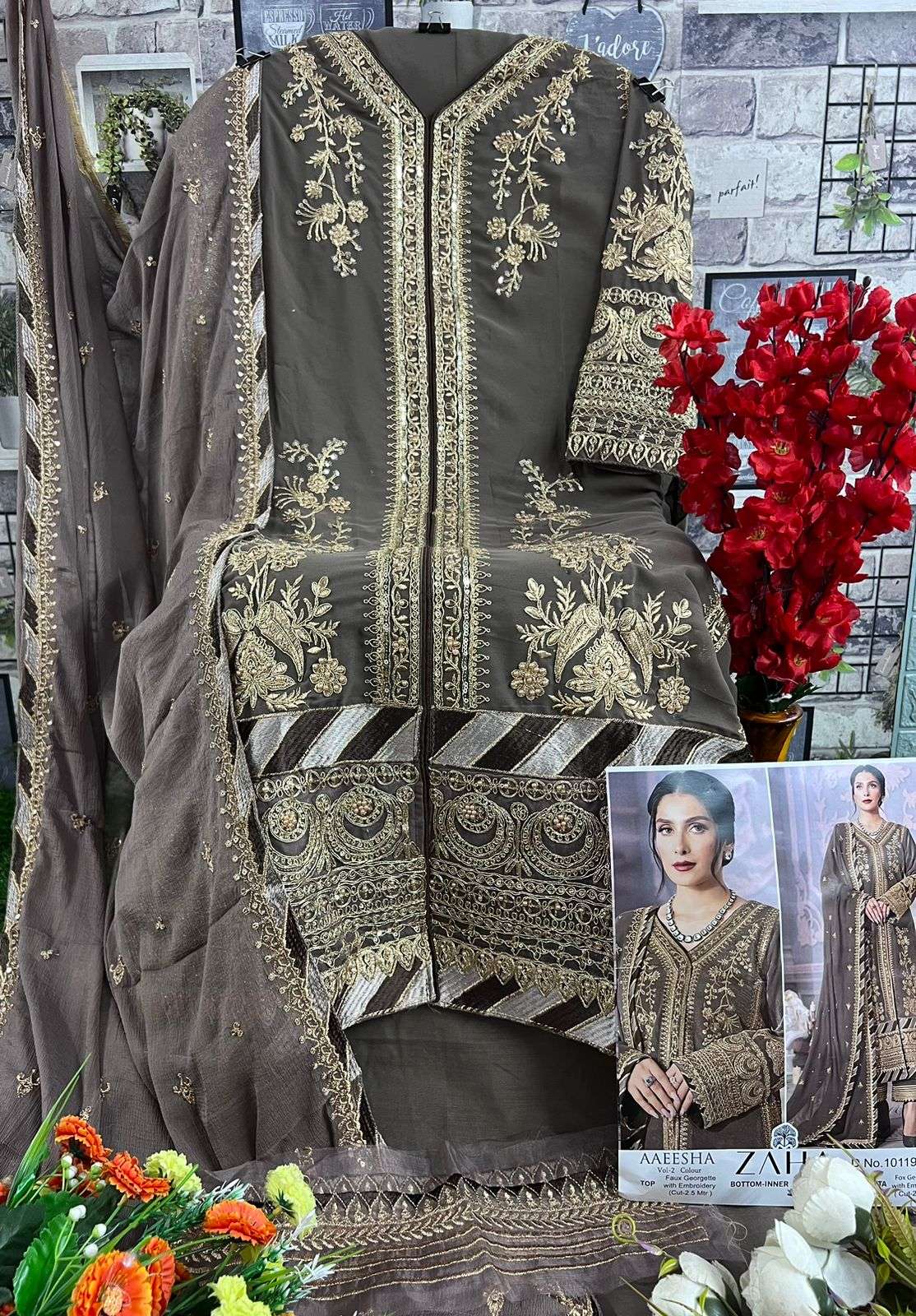 Zaha Aaeesha Vol 2 10119 Colors Pakistani Festive Wear Style Salwar Suit Wholesalers view 7
