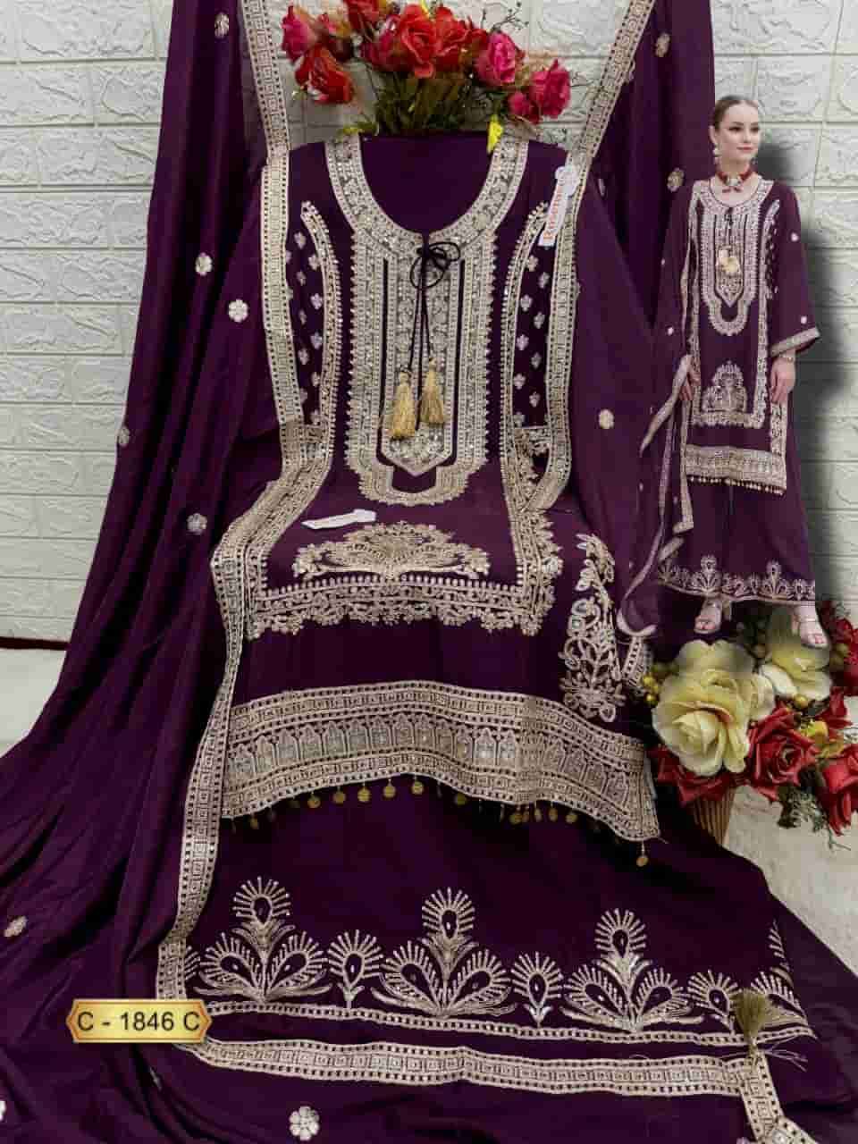 Fepic C 1846 C Pakistani Style Designer Chinon Embroidered Suit Collection view 2