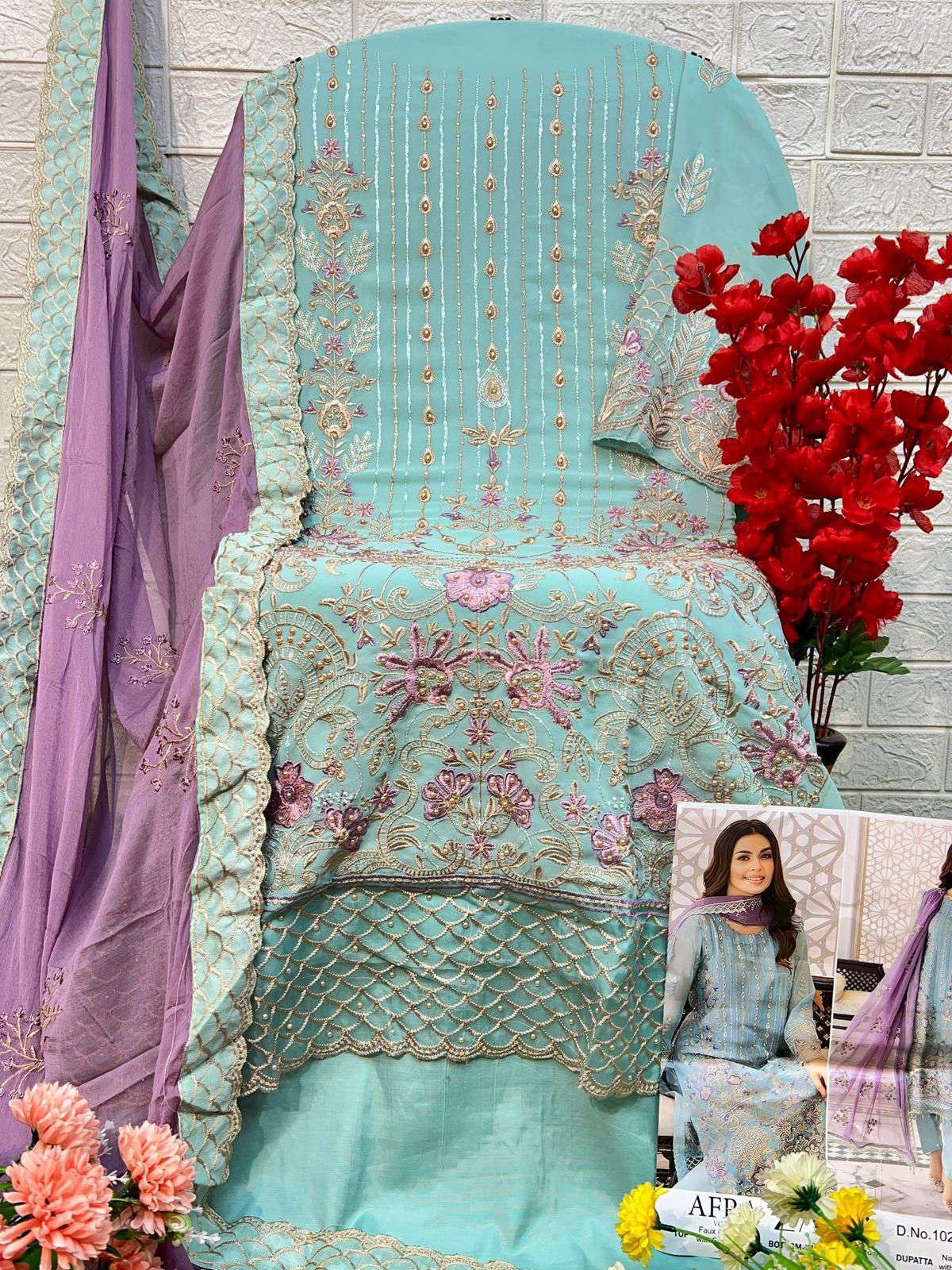 Zaha Afra Vol 1 10284 To 10286 Designer Georgette Suit Pakistani Collection view 4