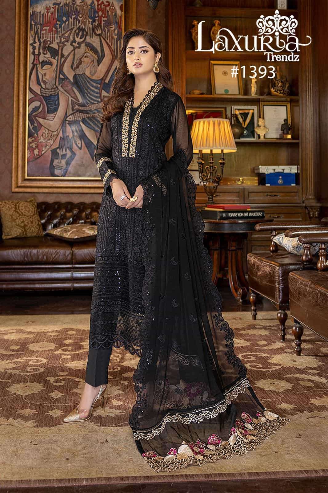 Laxuria Trends 1393 Latest Style Kurti Pant Dupatta Set Readymade Collection view 4