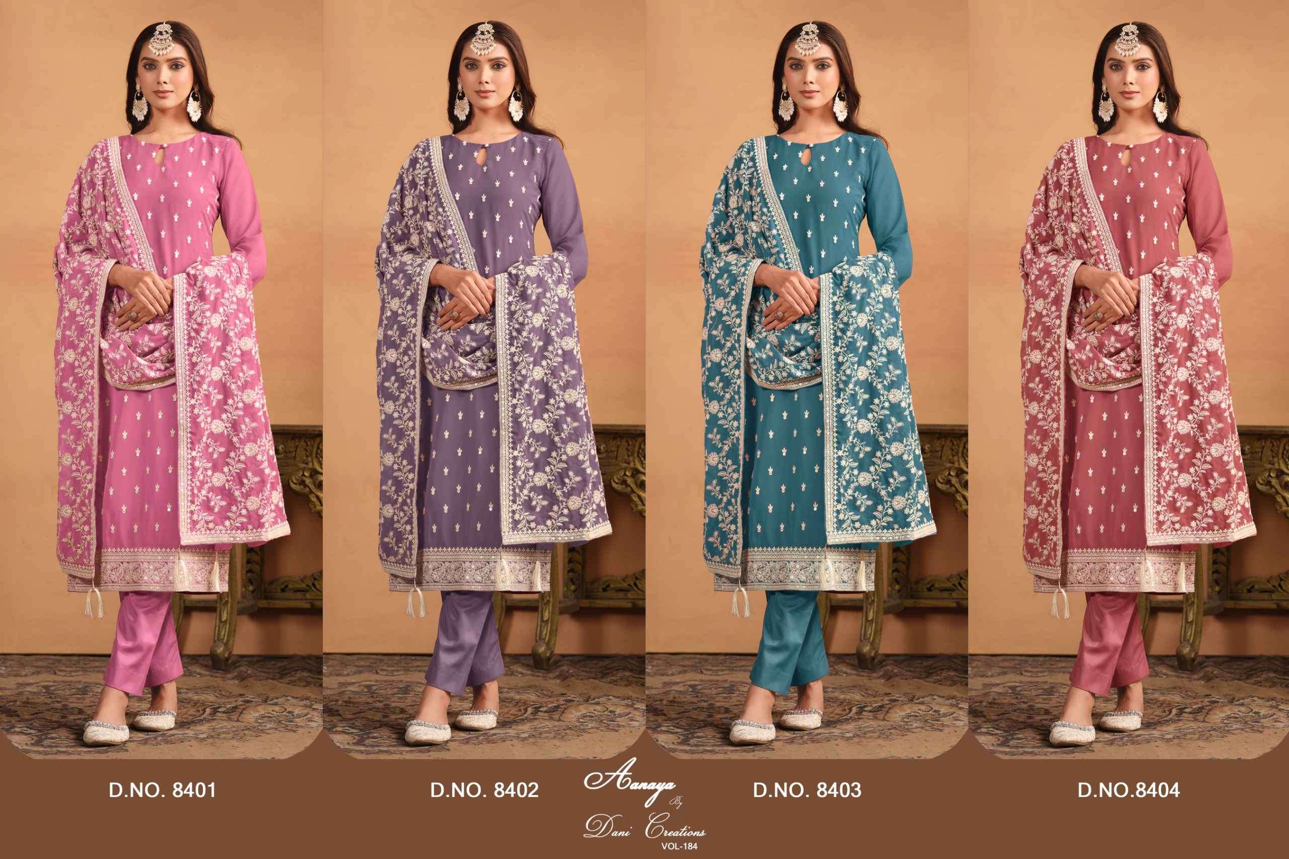 Aanaya Vol 184 8401 To 8404 Straight Style Designer Georgette Suit view 10