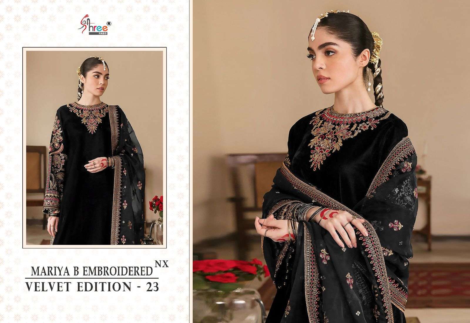 Shree Fabs Mariya B Embroidered Velvet Edition 23 Mini Nx Designer Velvet Suits Exporter view 2