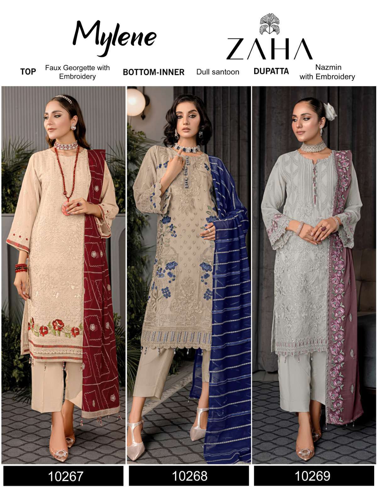 Zaha Mylene Vol 1 10267 To 10269 Designer Pakistani Georgette Suit view 6