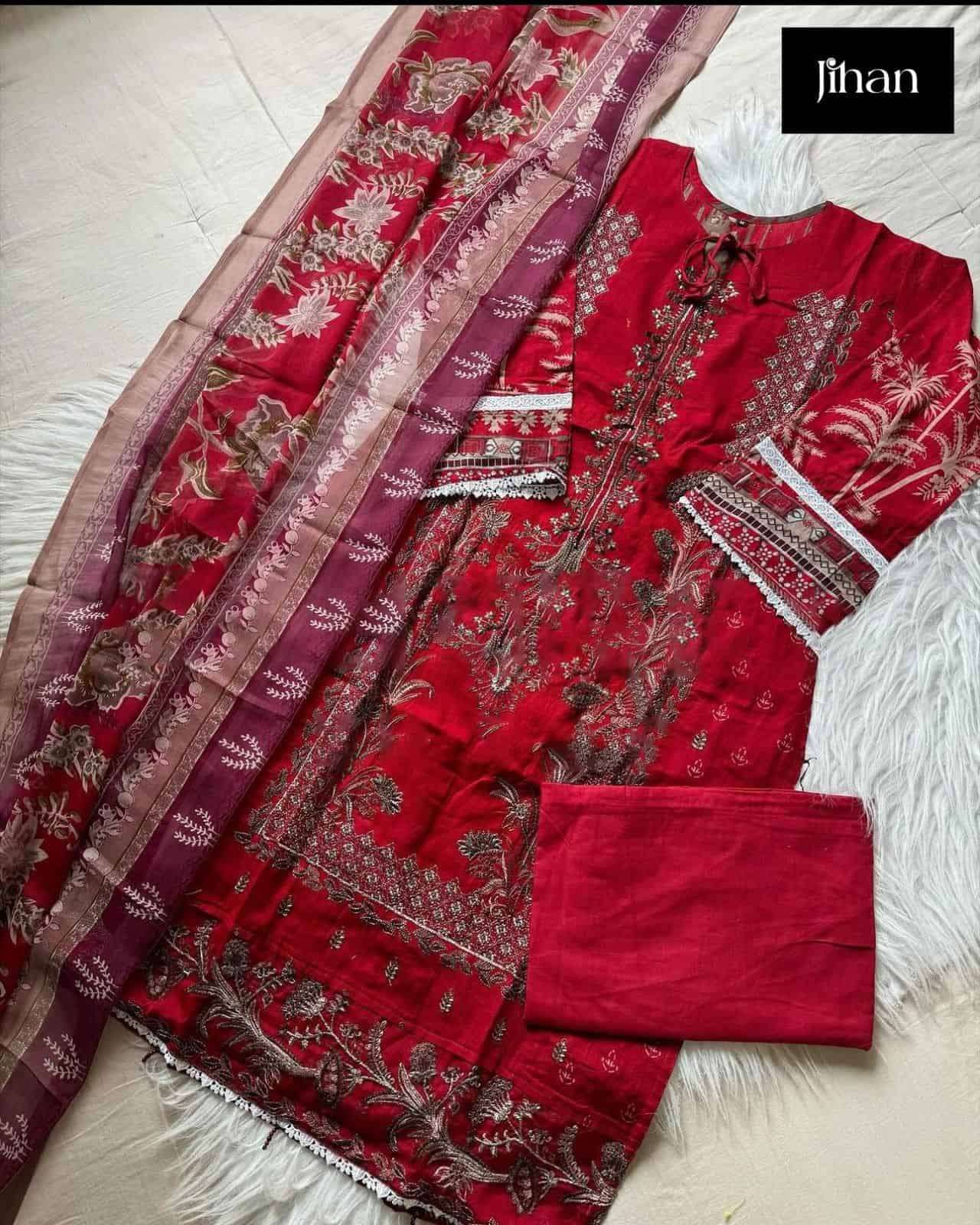 Jihan Chevron Luxury Lawn Cotton Suit 3374 view 2