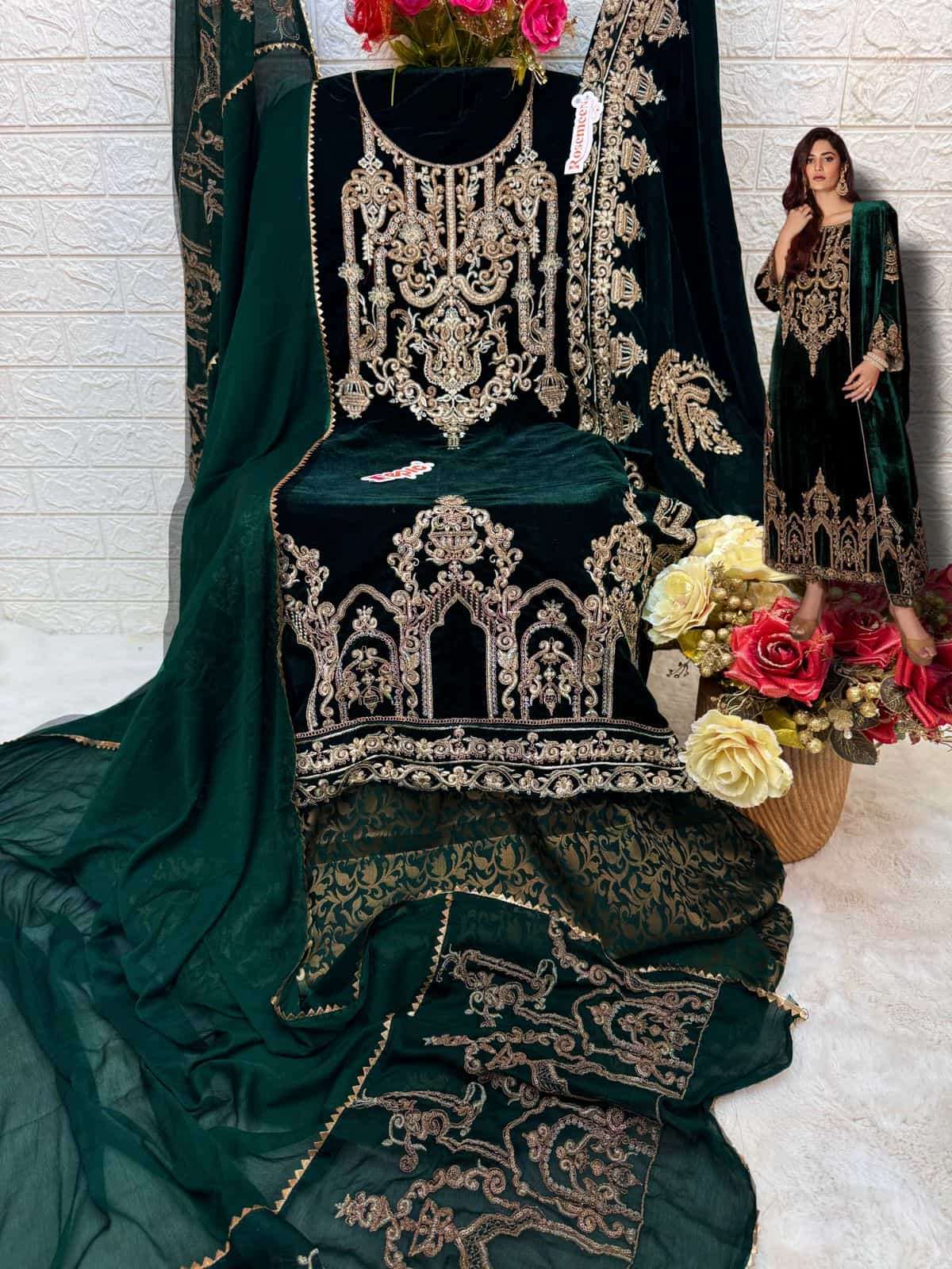 Fepic V 17037 Pakistani Festive Wear Style Designer Velvet Salwar Suit Online view 2