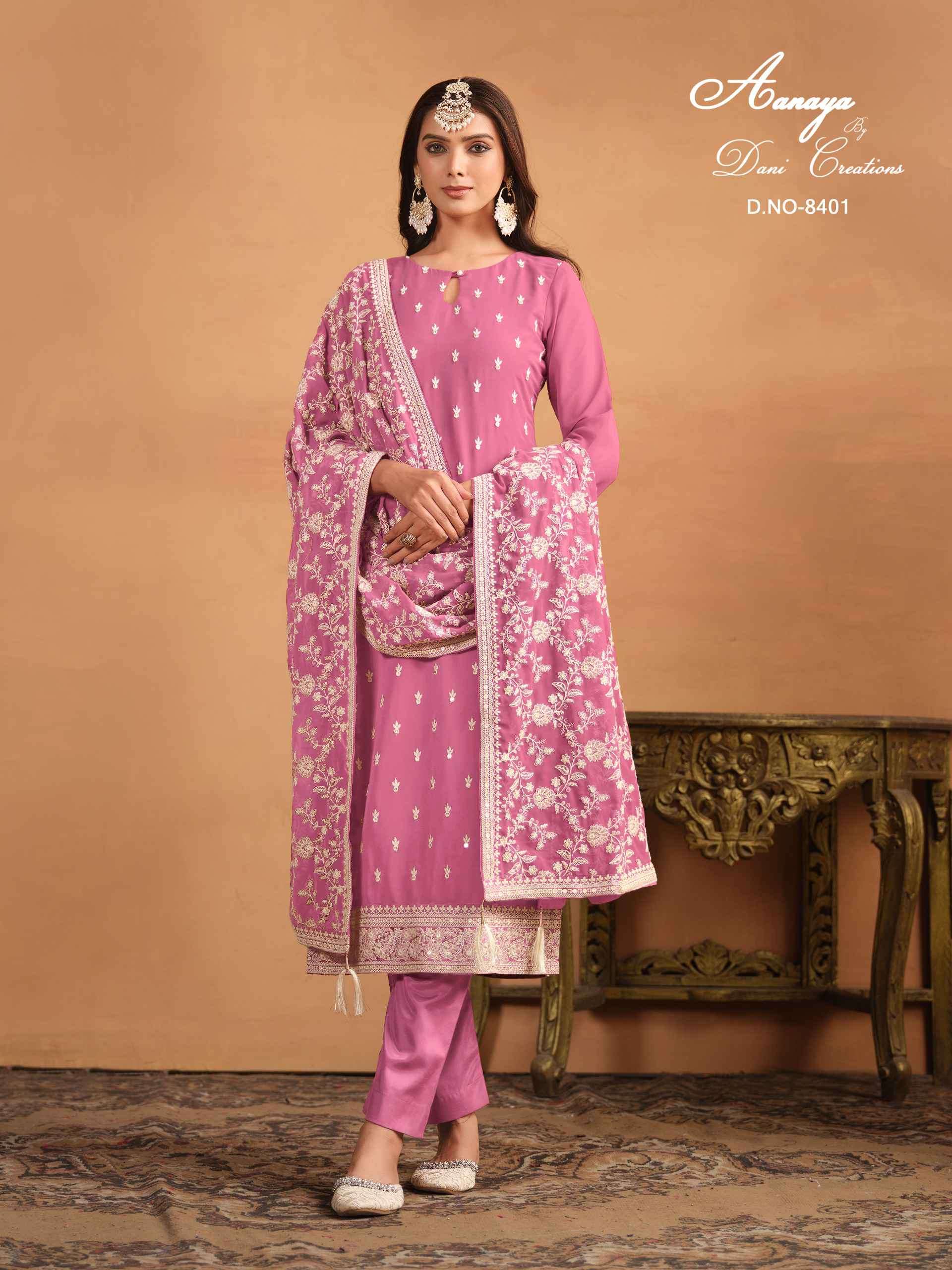 Aanaya Vol 184 8401 To 8404 Straight Style Designer Georgette Suit view 3