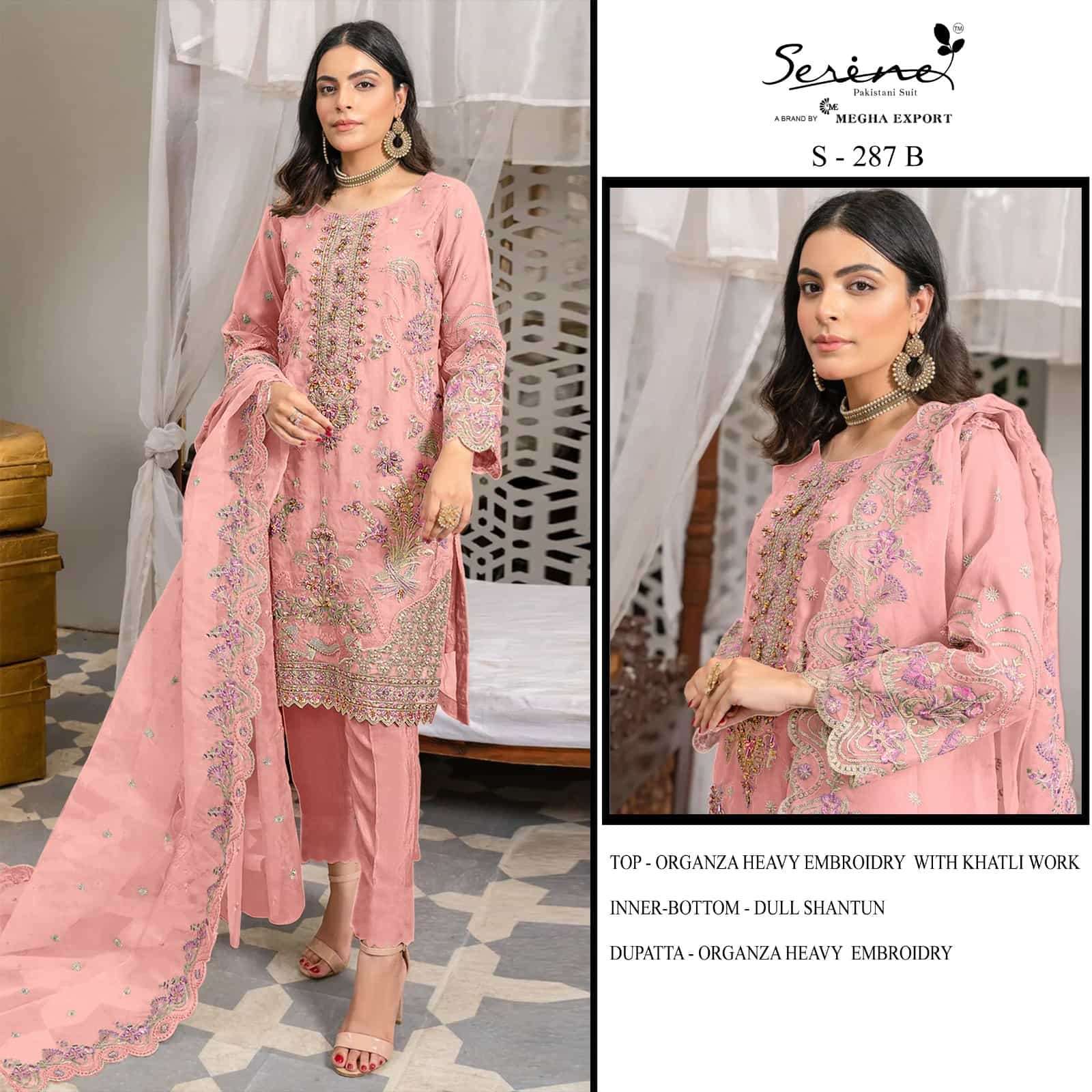 Megha Export S 287 Colors Organza Unstitched Pakistani Dress Glamour view 2