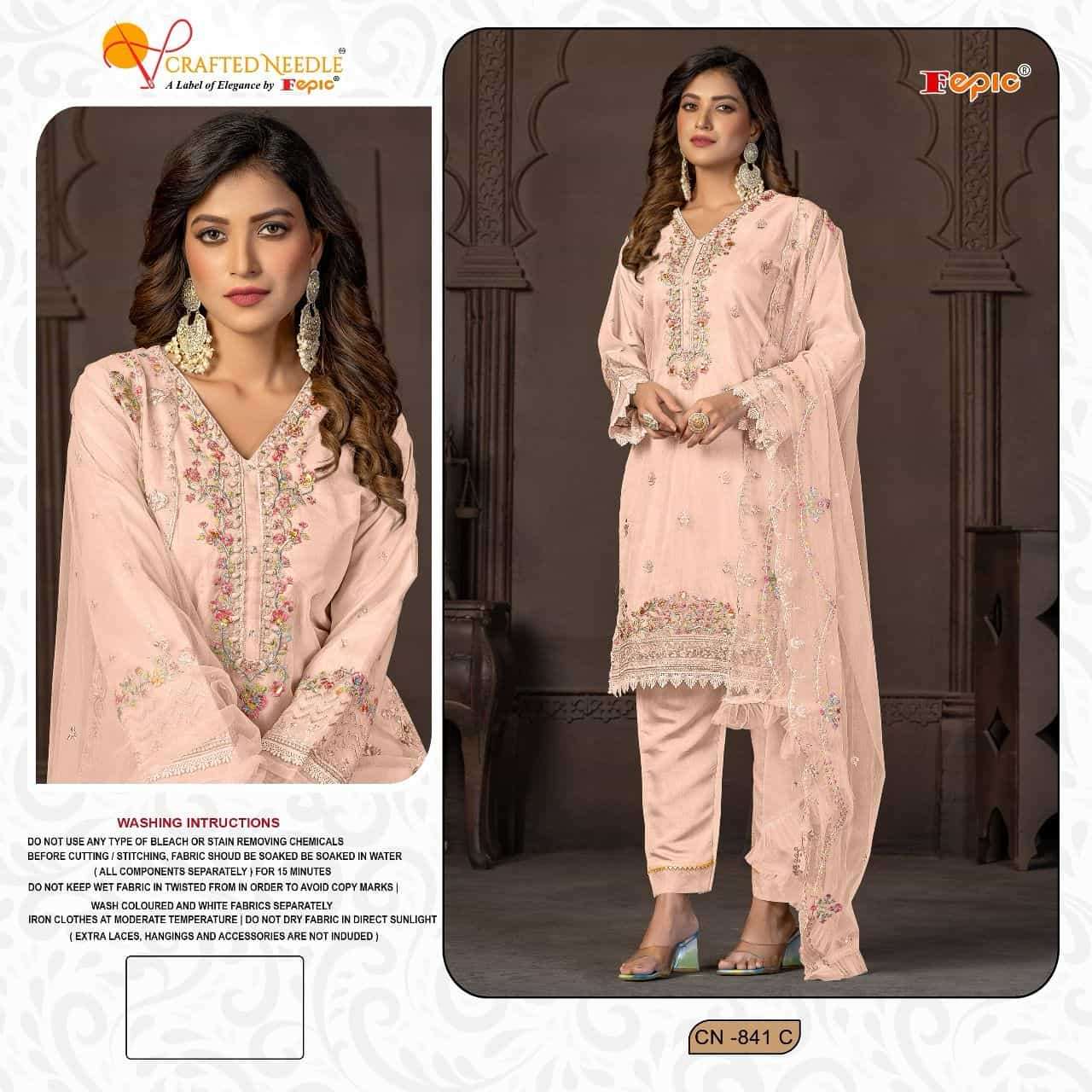 Fepic Crafted Needle Organza Pakistani Suit view 3