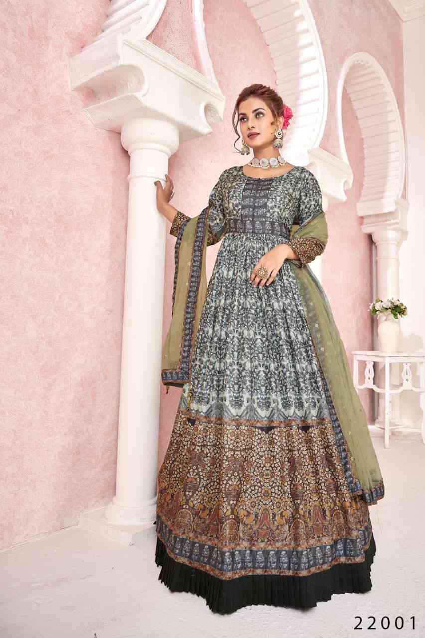 Alfaaz Kimaya Partywear Silk Gown Collection New Catalog view 2