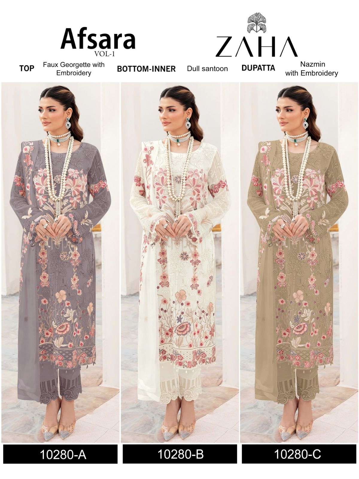 Zaha Afsara Vol 1 10280 Colors Designer Work Pakistani Dress view 4