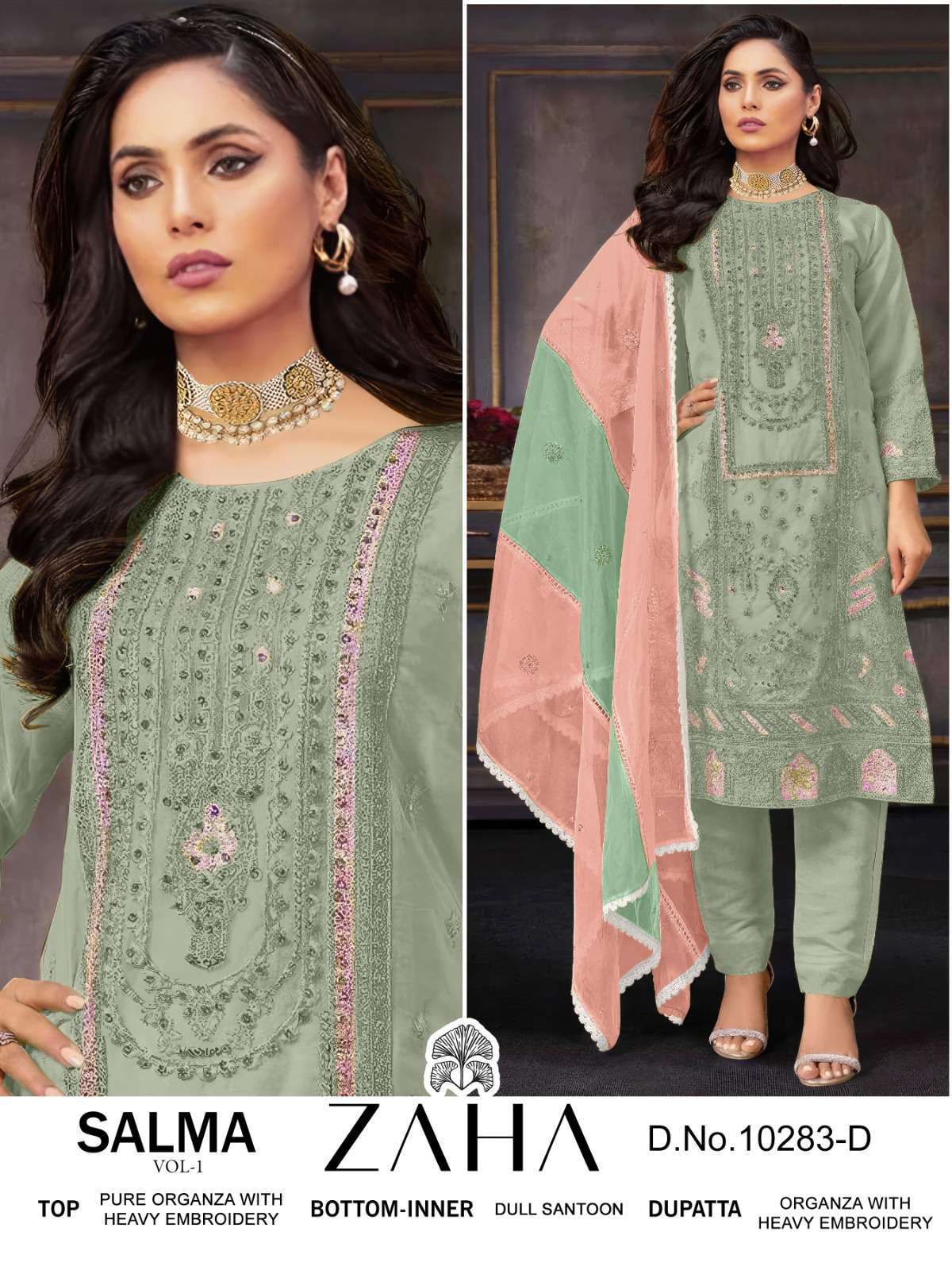 Zaha Salma Vol 1 Organza Pakistani Suit view 4
